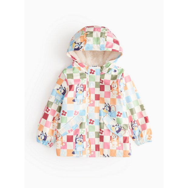 Buy Bluey Chequer Floral Print Rubberised Rain Mac 1-2 years - Main Image
