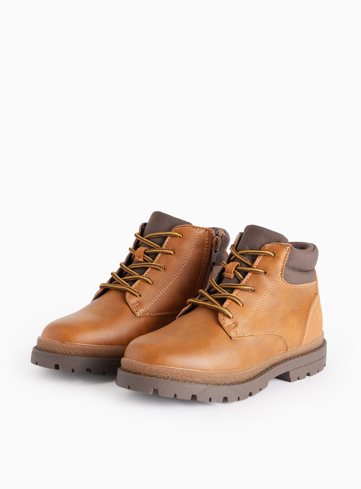 Tan Faux Leather Hiker Boots 2
