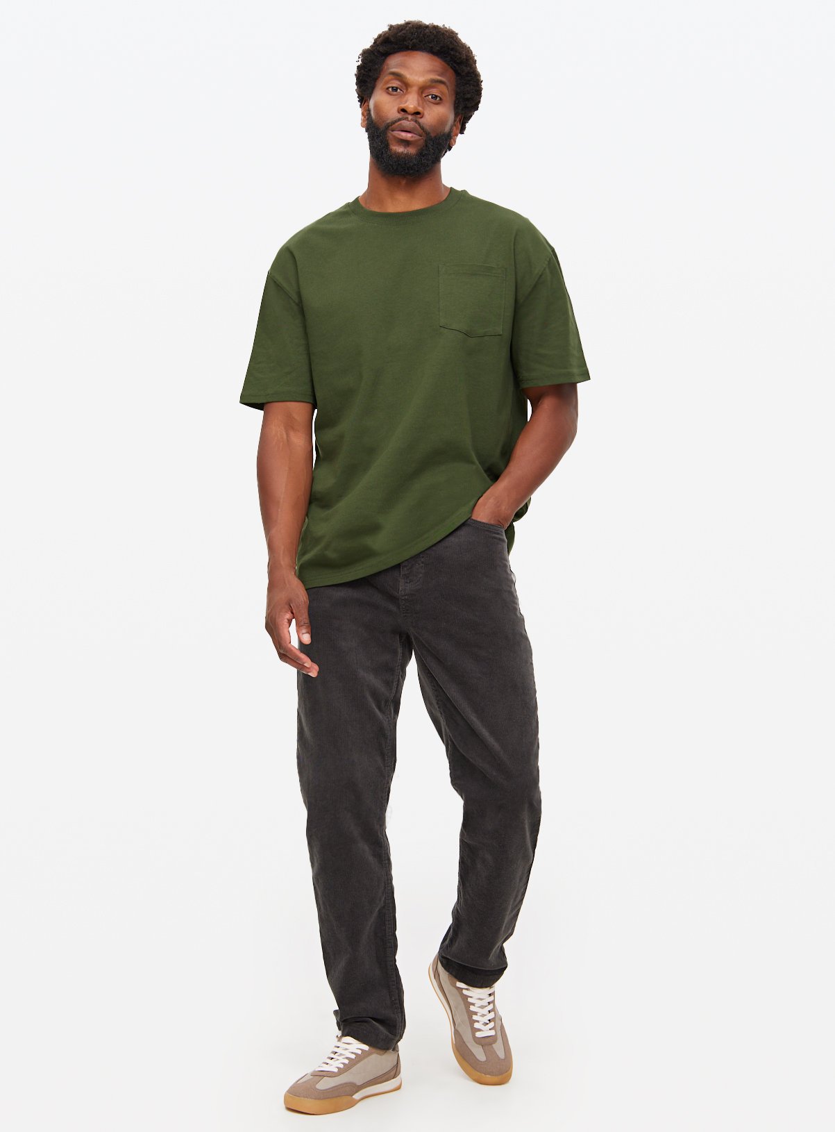 Charcoal Straight Leg Corduroy Trousers 38R