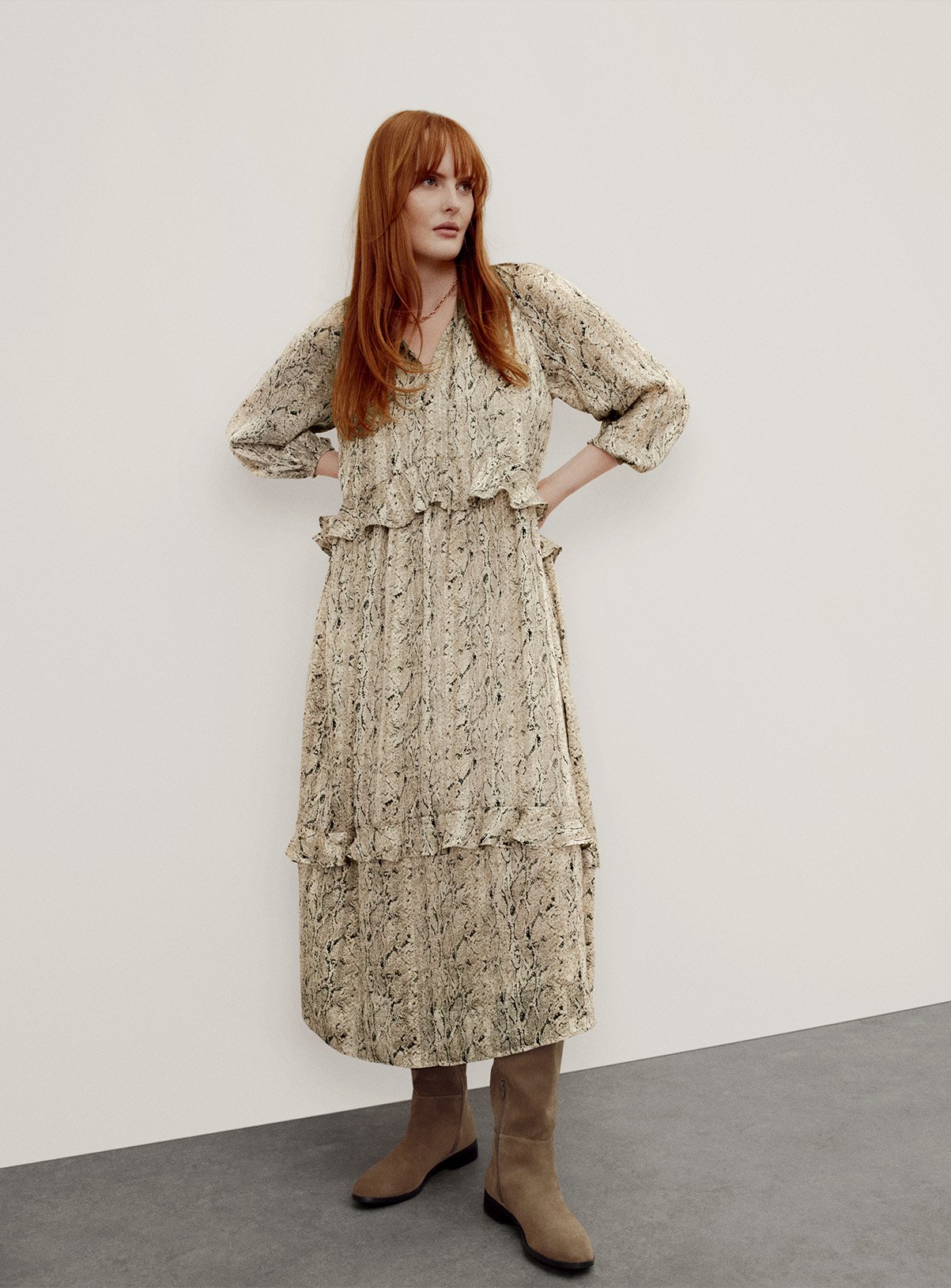 Snake Printed Boho Midaxi Dress 