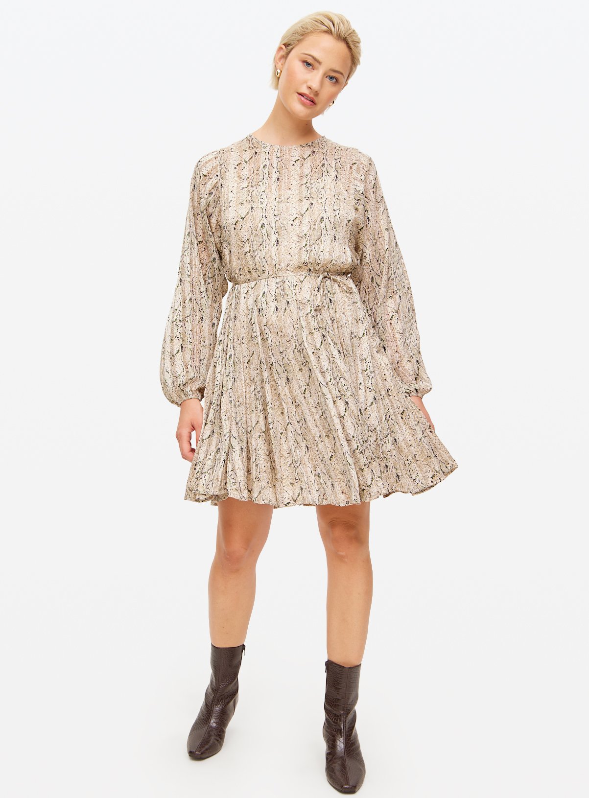 Snake Print Short Boho Dress
