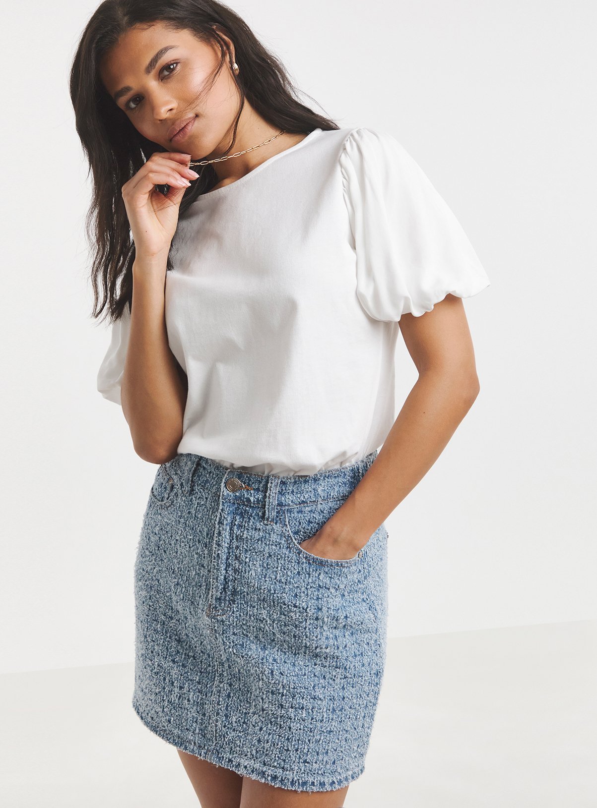 SIMPLY BE Distressed Denim Mini Skirt 22