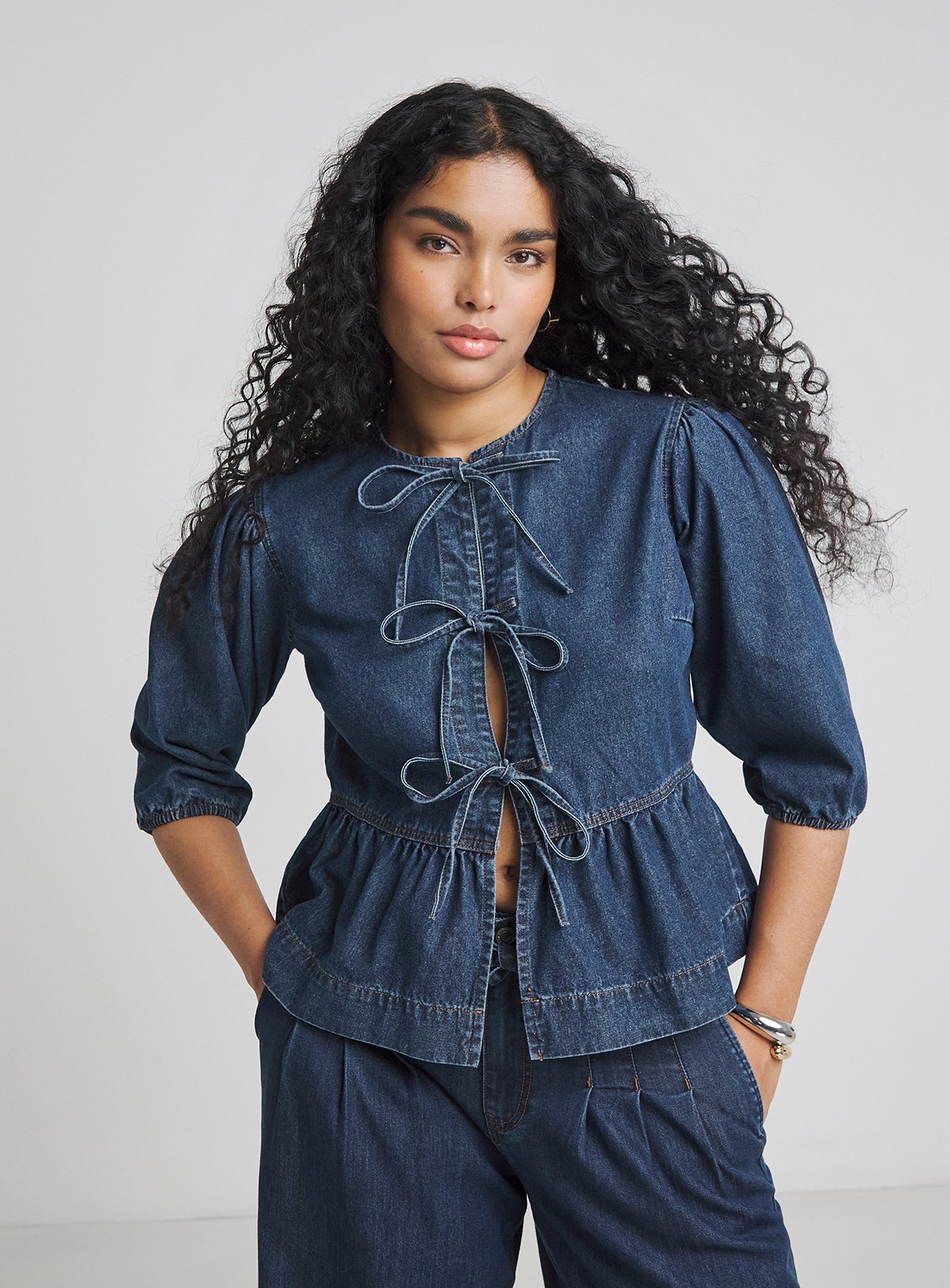 SIMPLY BE Tie Front Peplum Blouse