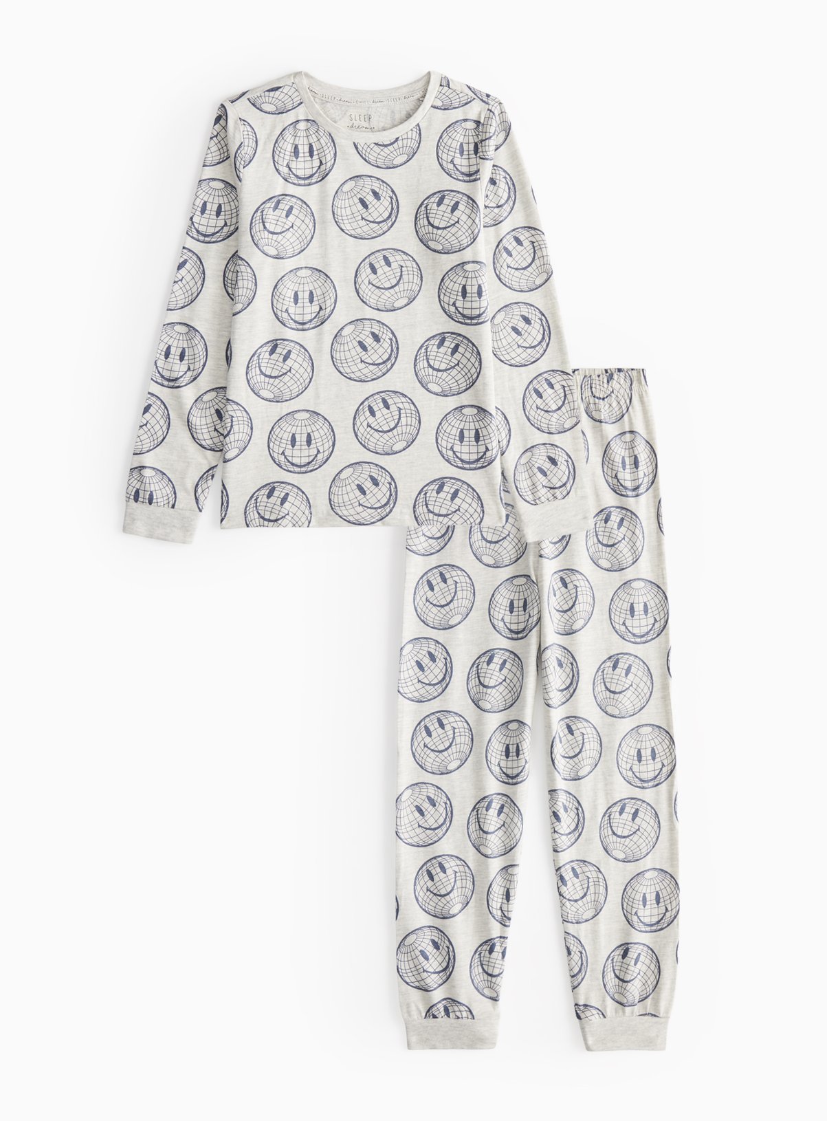 Grey Smiley Printed Pyjamas 