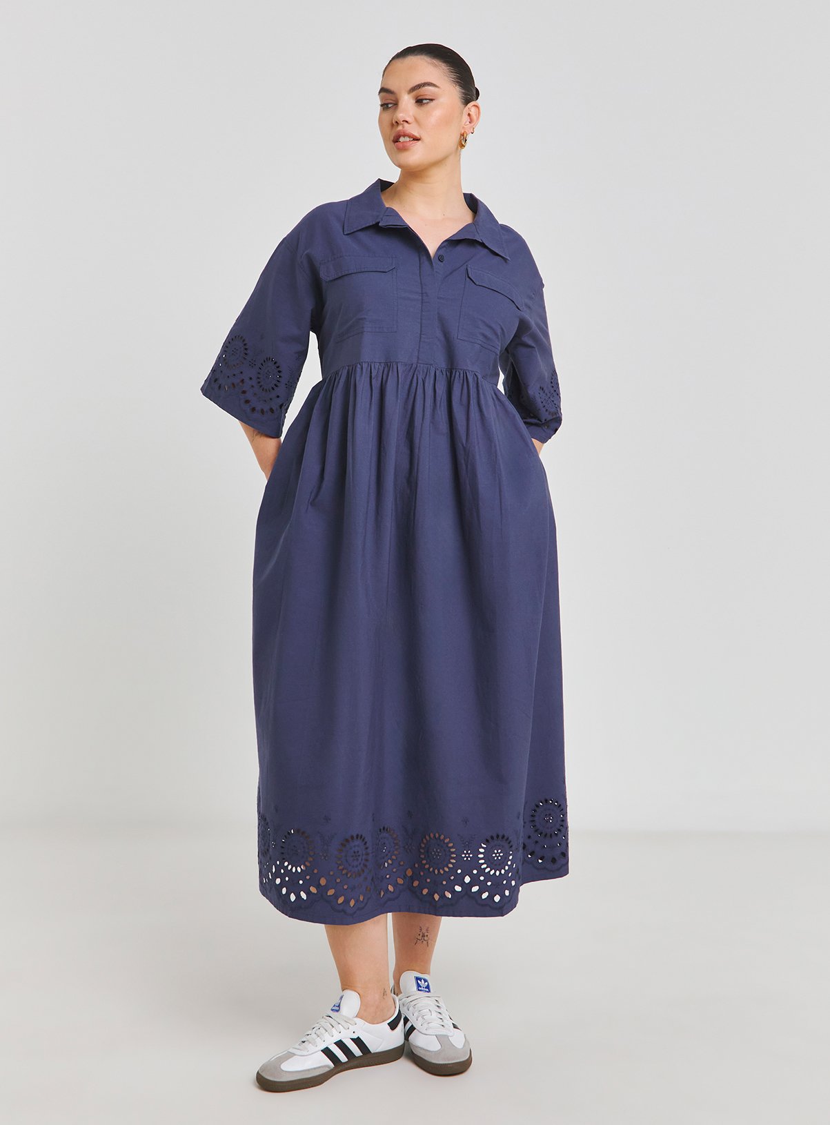 SIMPLY BE Broderie Detail Shirt Dress 