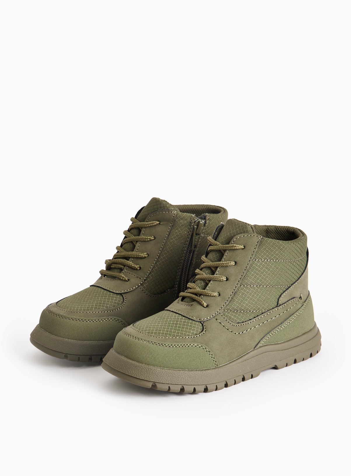 Khaki Lace Up Ripstop Boots 