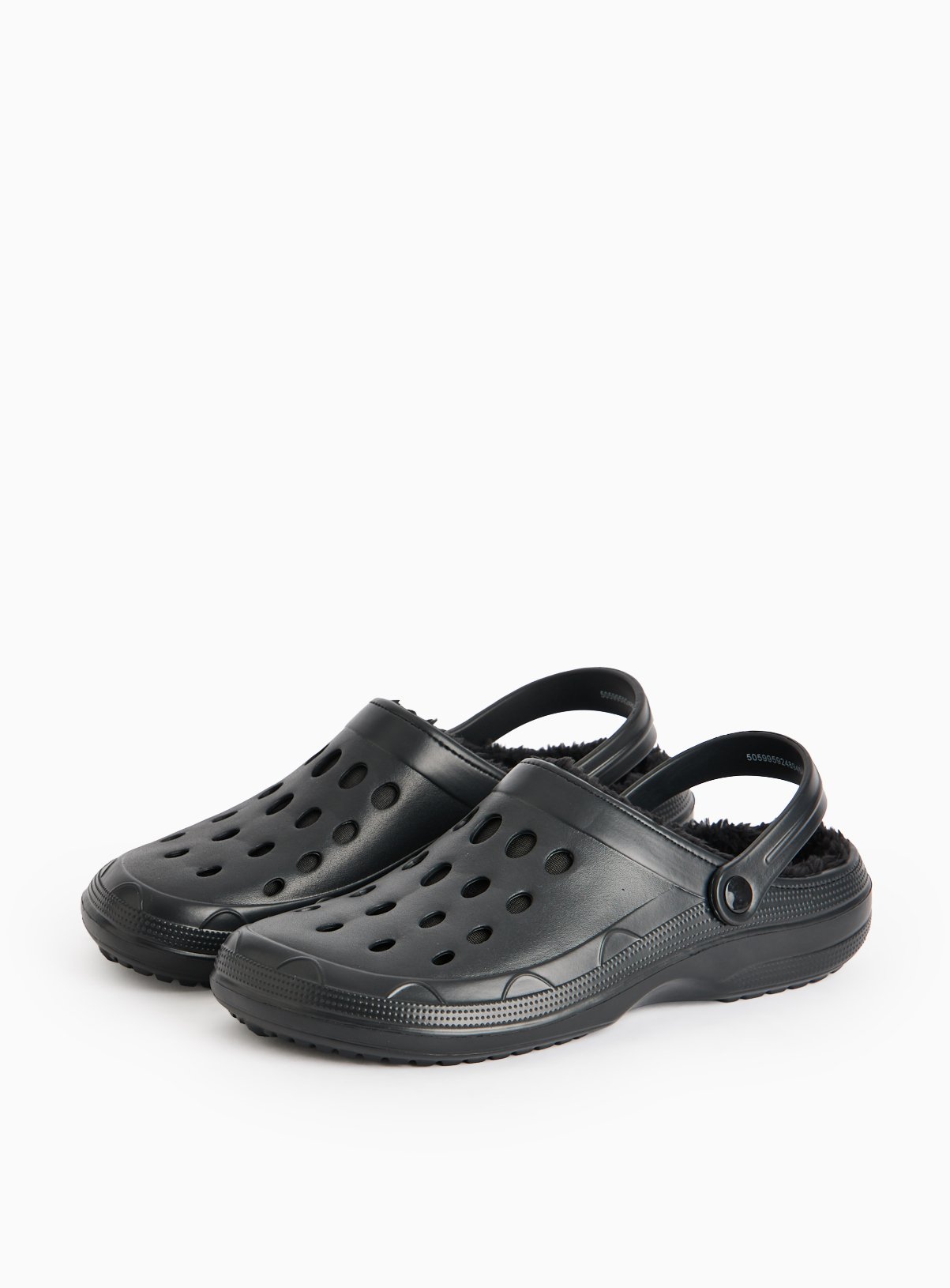 Black Fleece Lined Eva Ankle Strap Clogs
