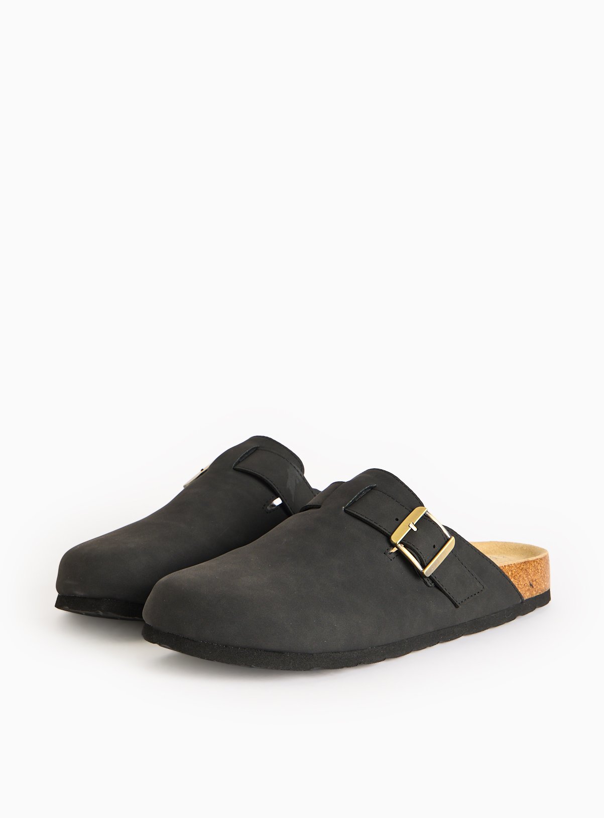 Charcoal Buckle Closed Toe Clogs 