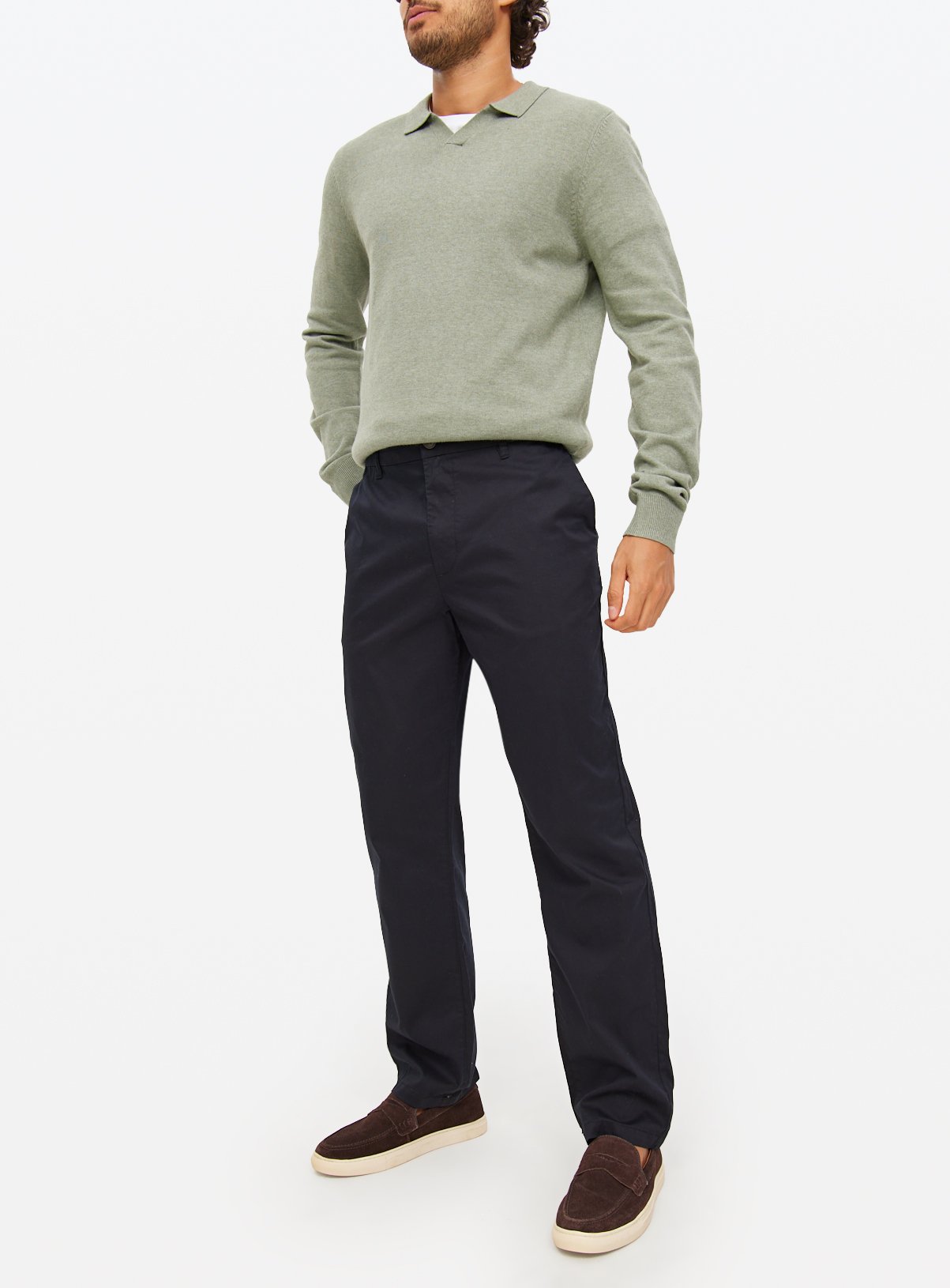 Black Straight Leg Chino Trousers  38R