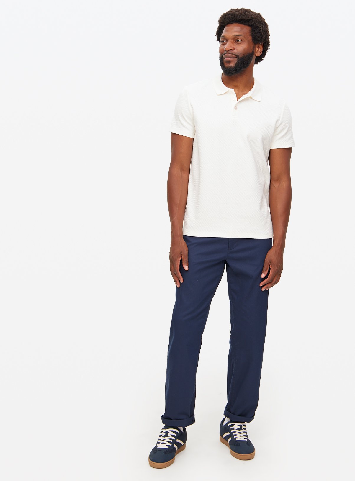 Navy Straight Leg Chino Trousers  36S