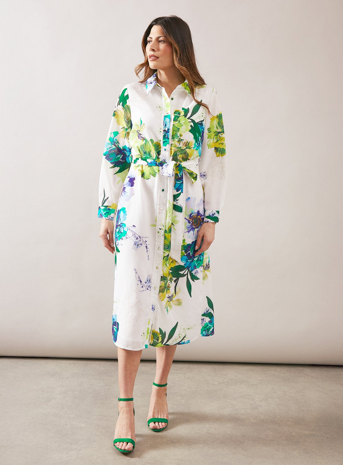 WALLIS Premium Floral Belted Shirt Dress 