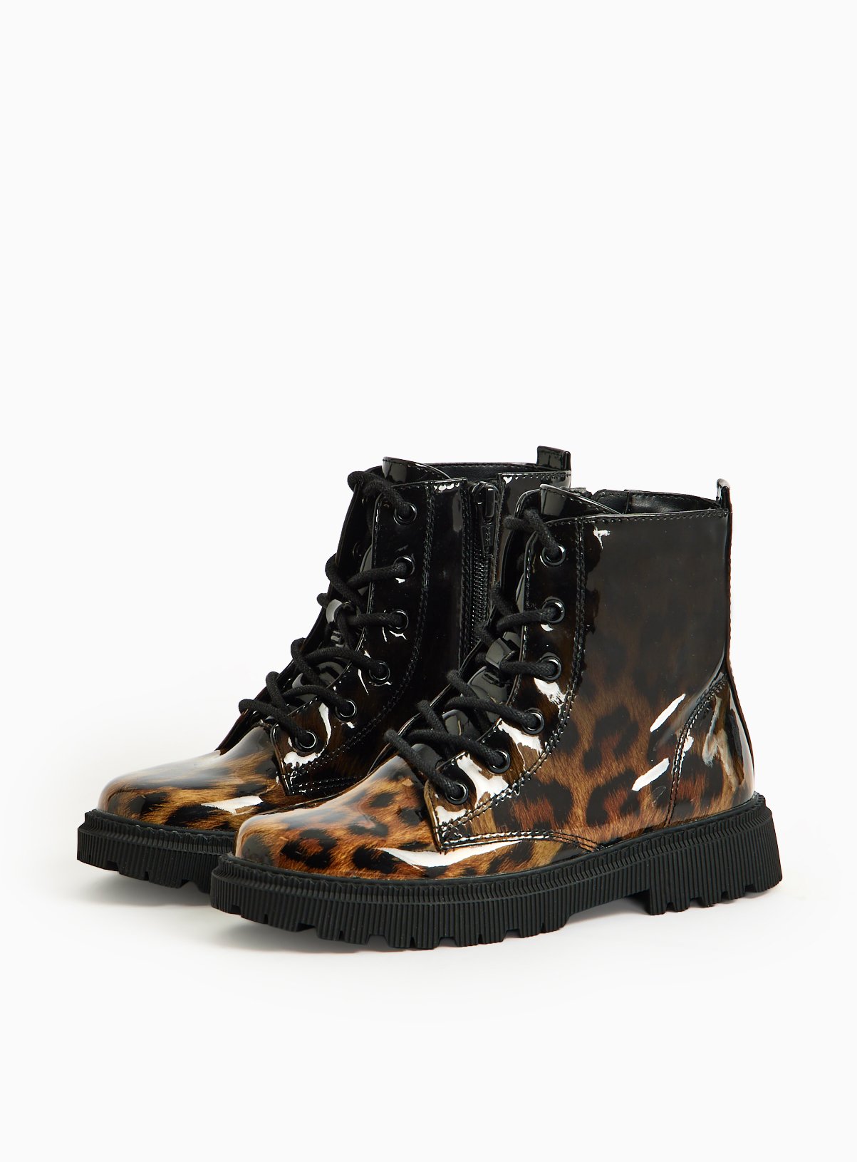 Leopard Gradient Lace Up Boots  