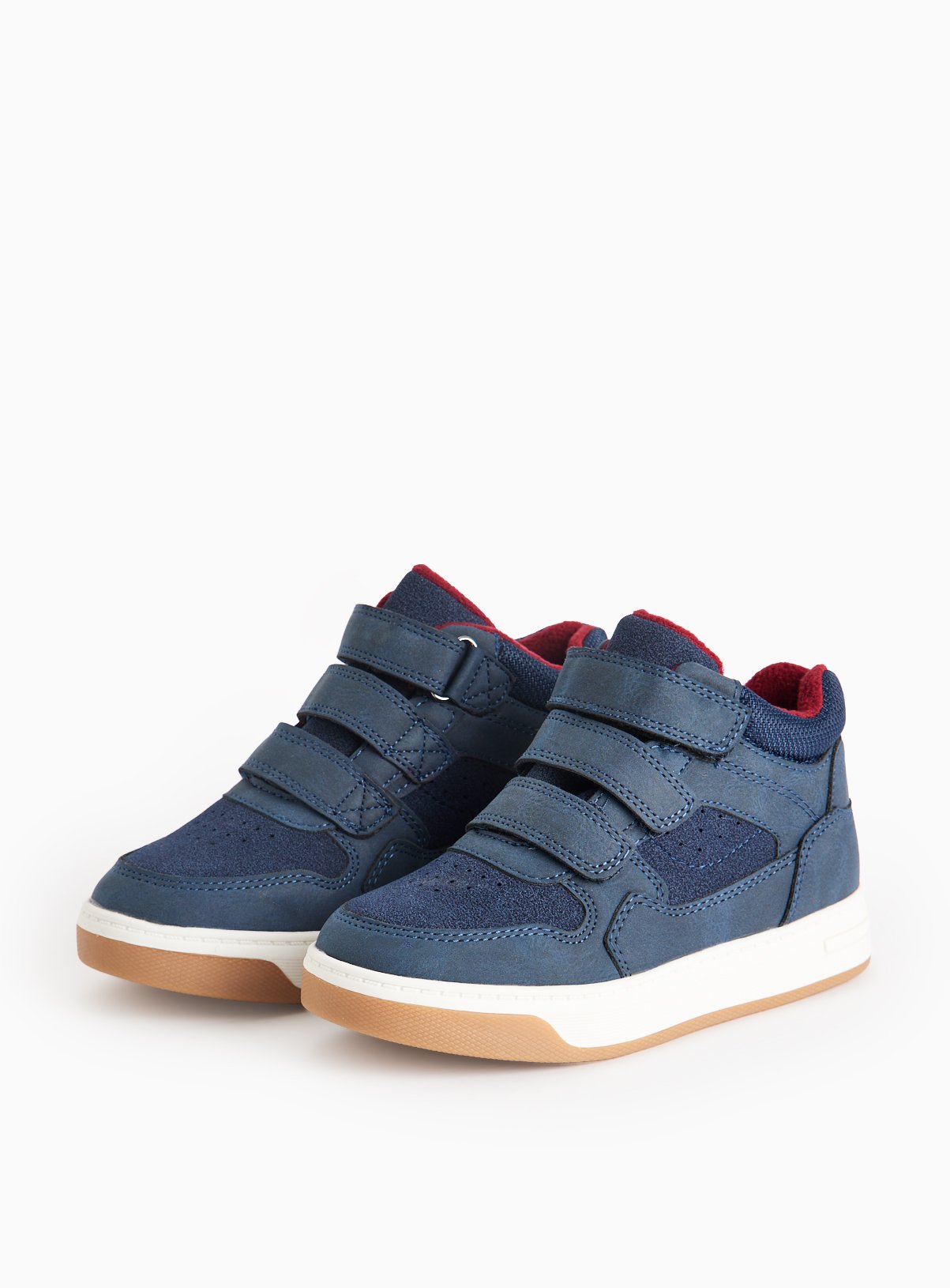 Blue Triple Strap Colour Block High Top Trainers