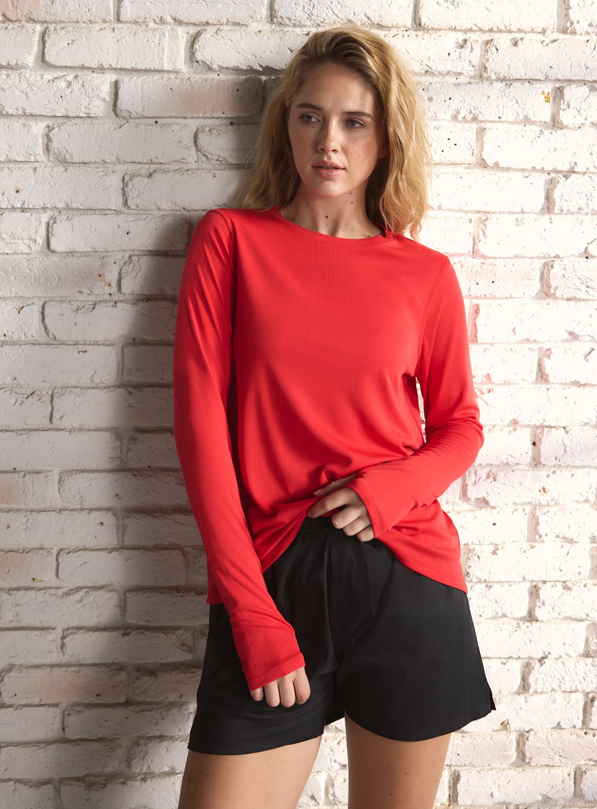 REAKTIV Red Mesh Long Sleeve Workout Top S