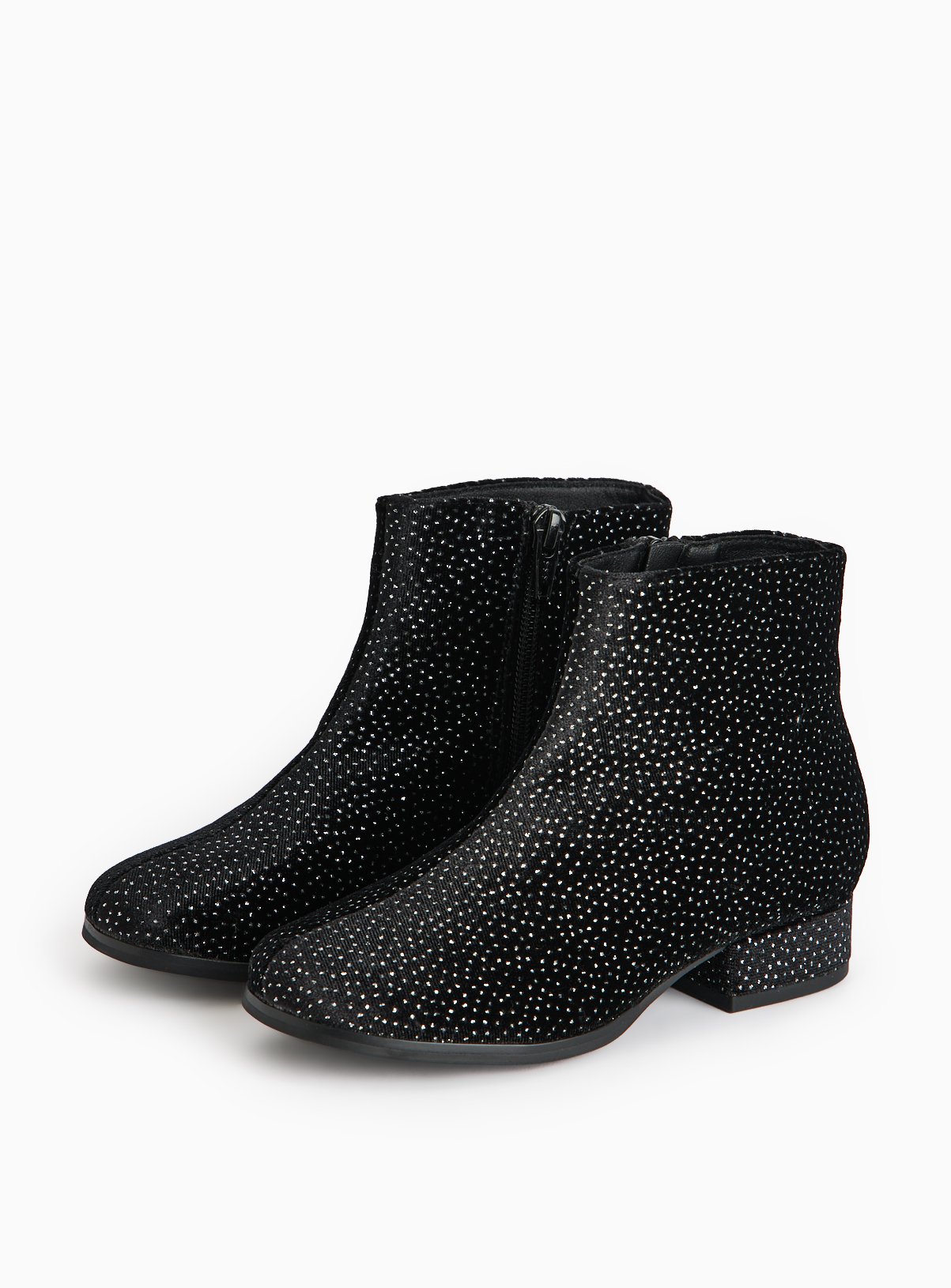 Black Embellished Faux Suede Heeled Boots 
