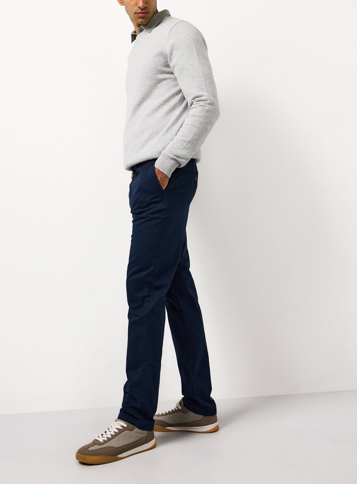 Navy Skinny Fit Chino Trousers 36S