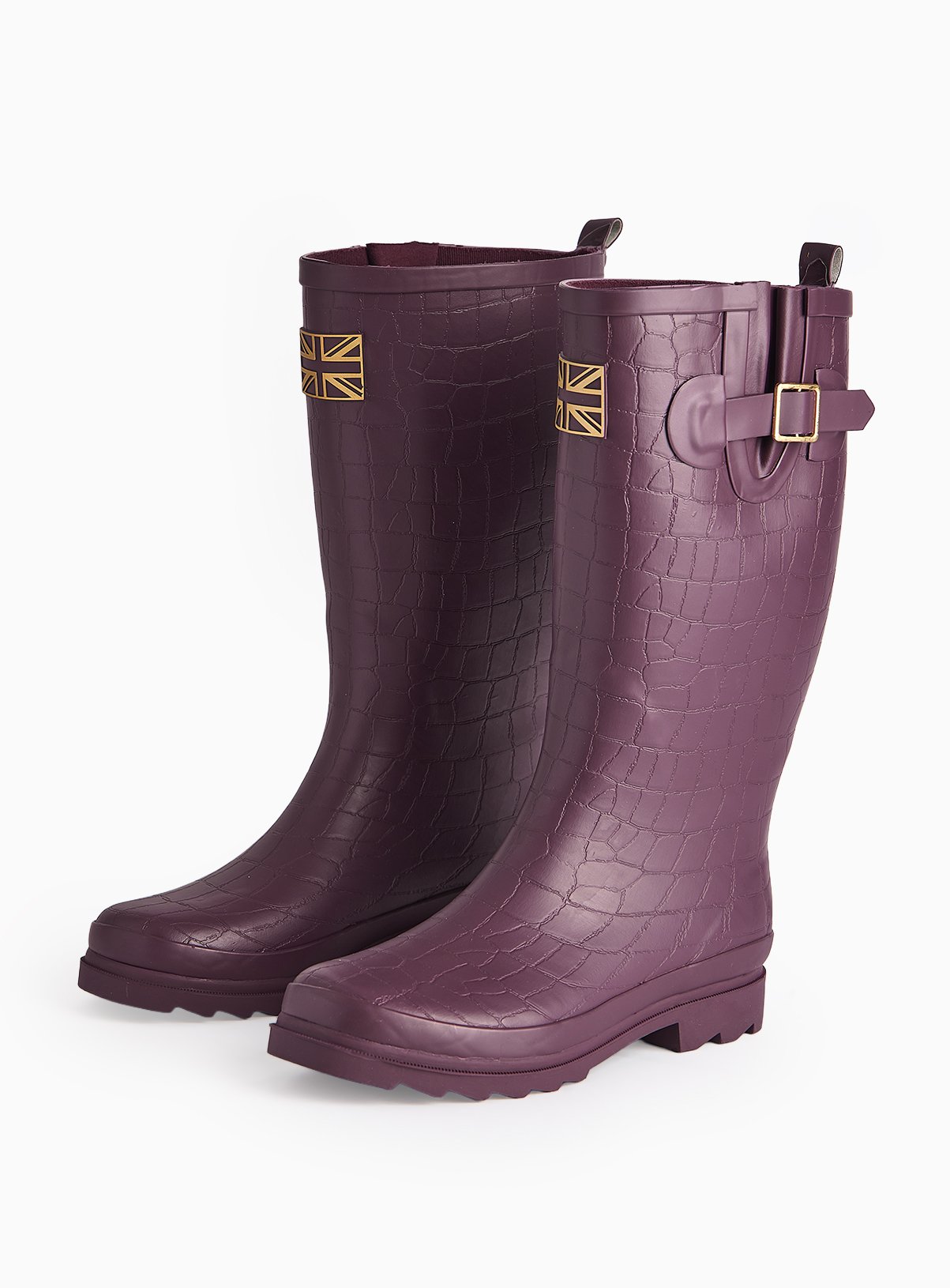 Burgundy Croc Long Wellies 