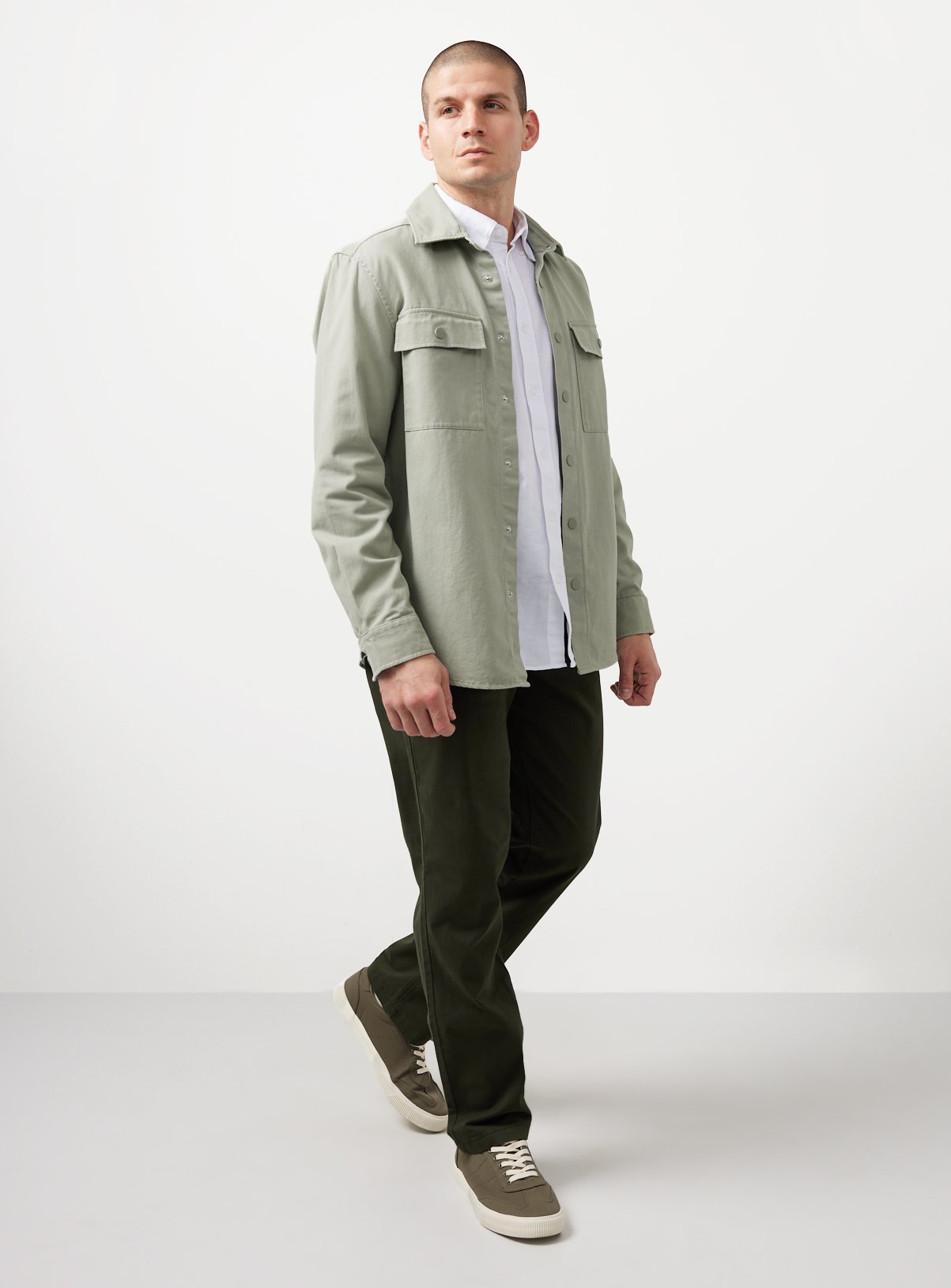 Khaki Straight Leg Chino Trousers 36S