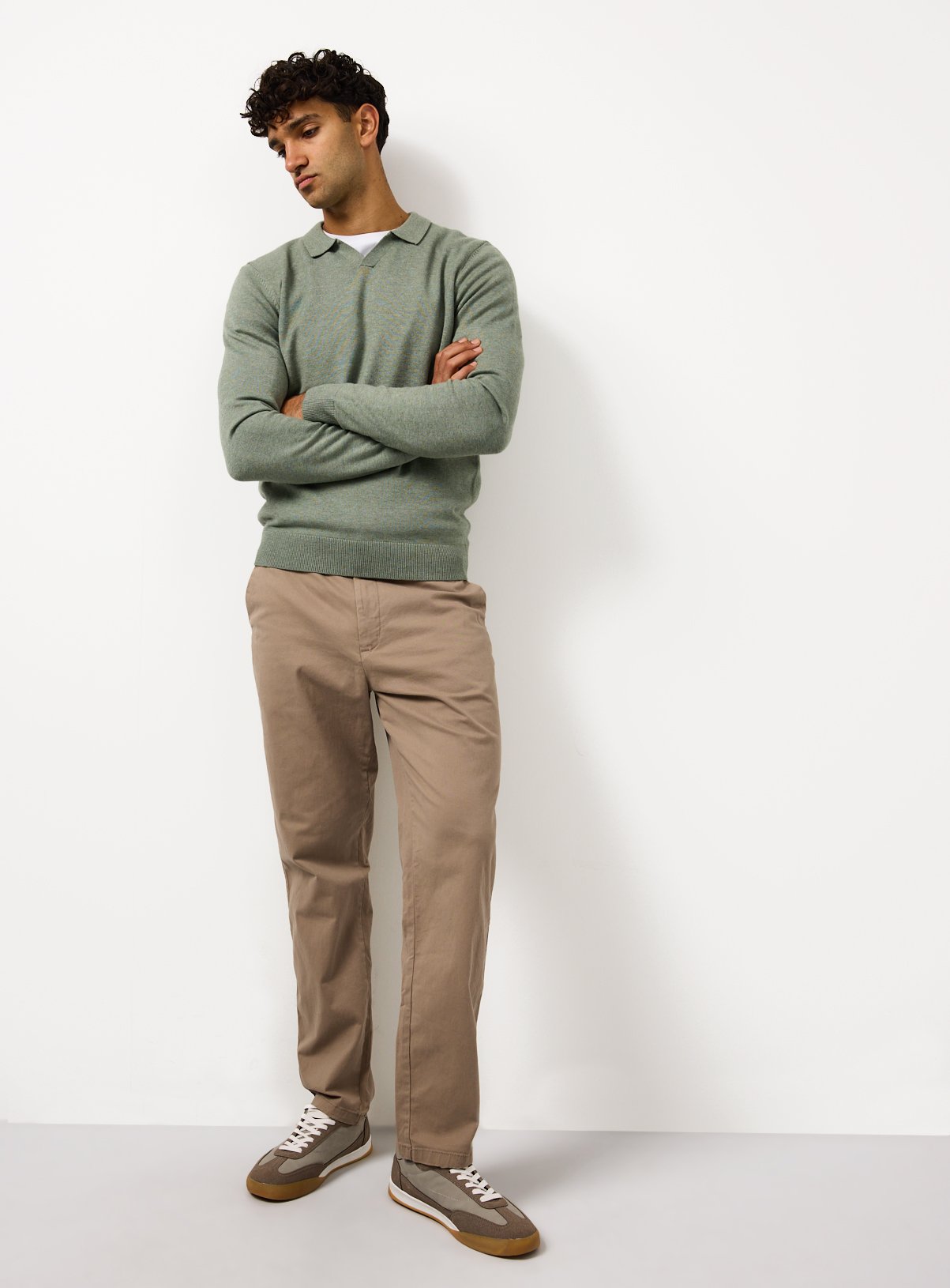 Stone Straight Leg Chino Trousers 40S