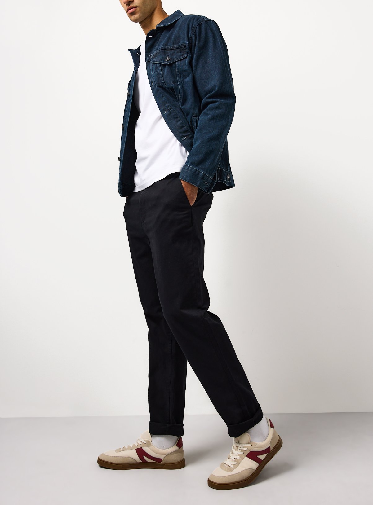 Black Slim Fit Chino Trousers 40S