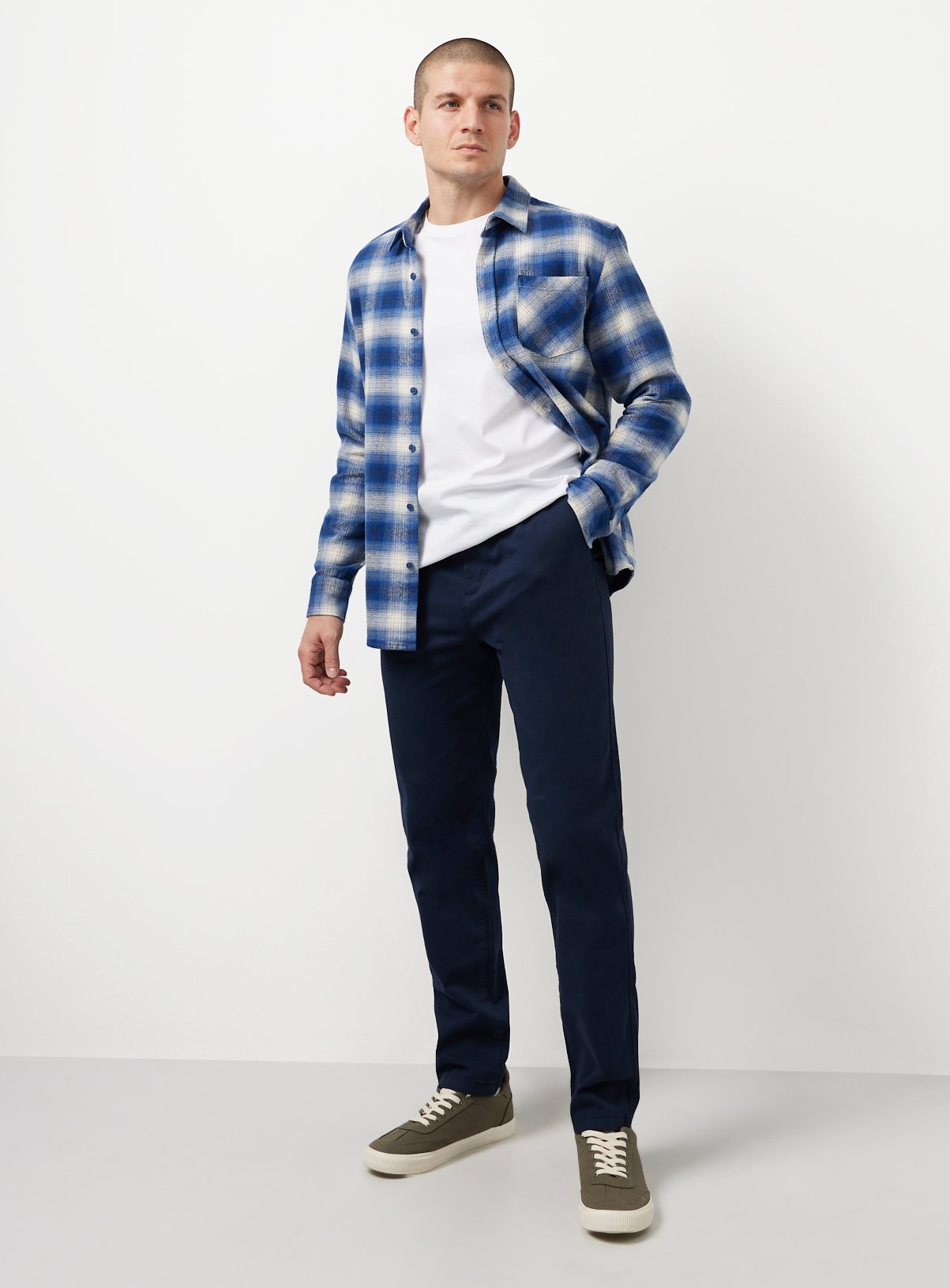 Navy Slim Fit Chino Trousers 36S