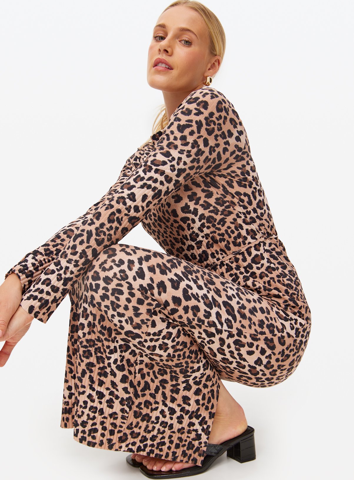 Leopard Printed Plisse Co-ord Maxi Skirt 20