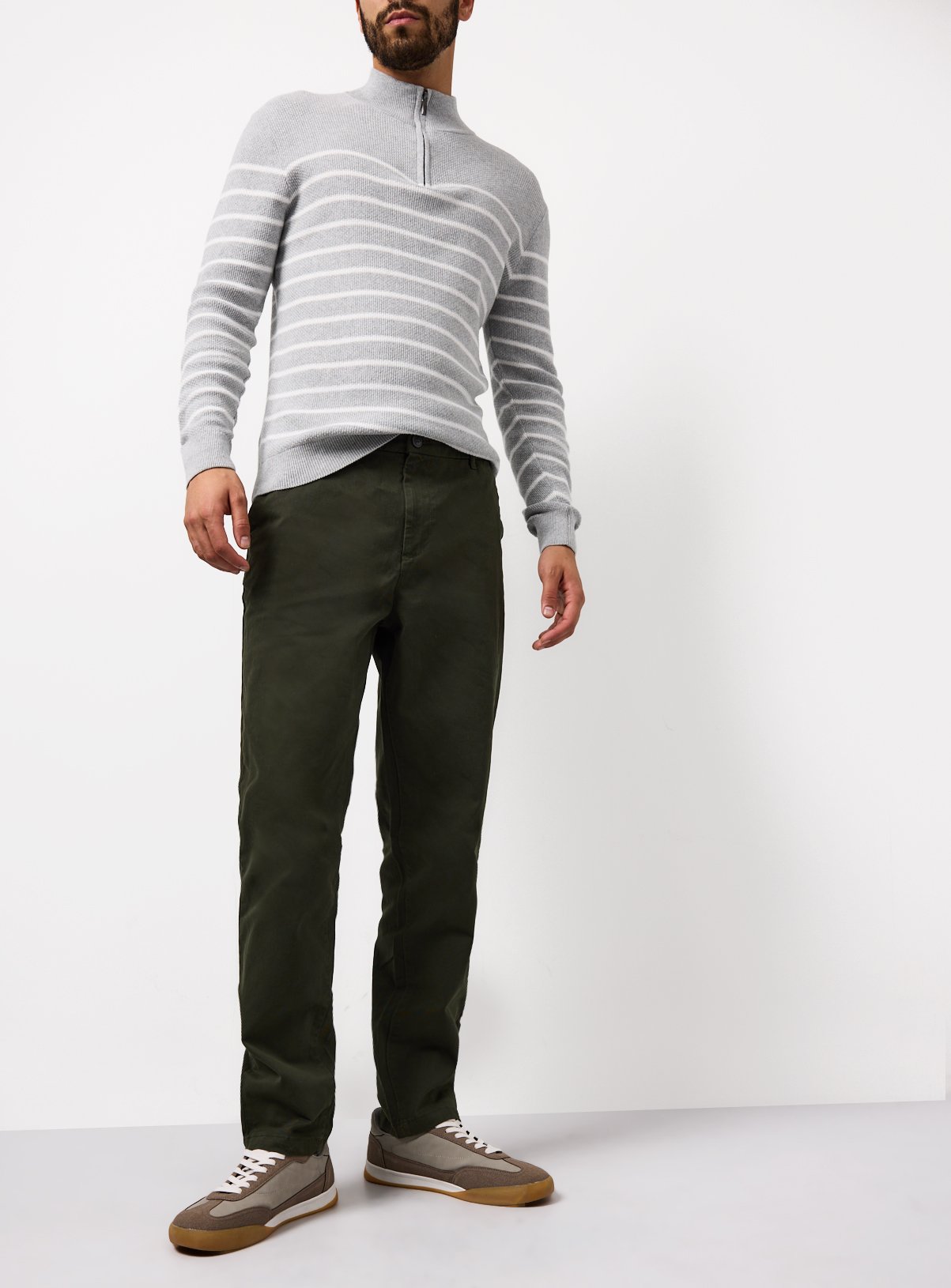 Khaki Slim Fit Chino Trousers 38R