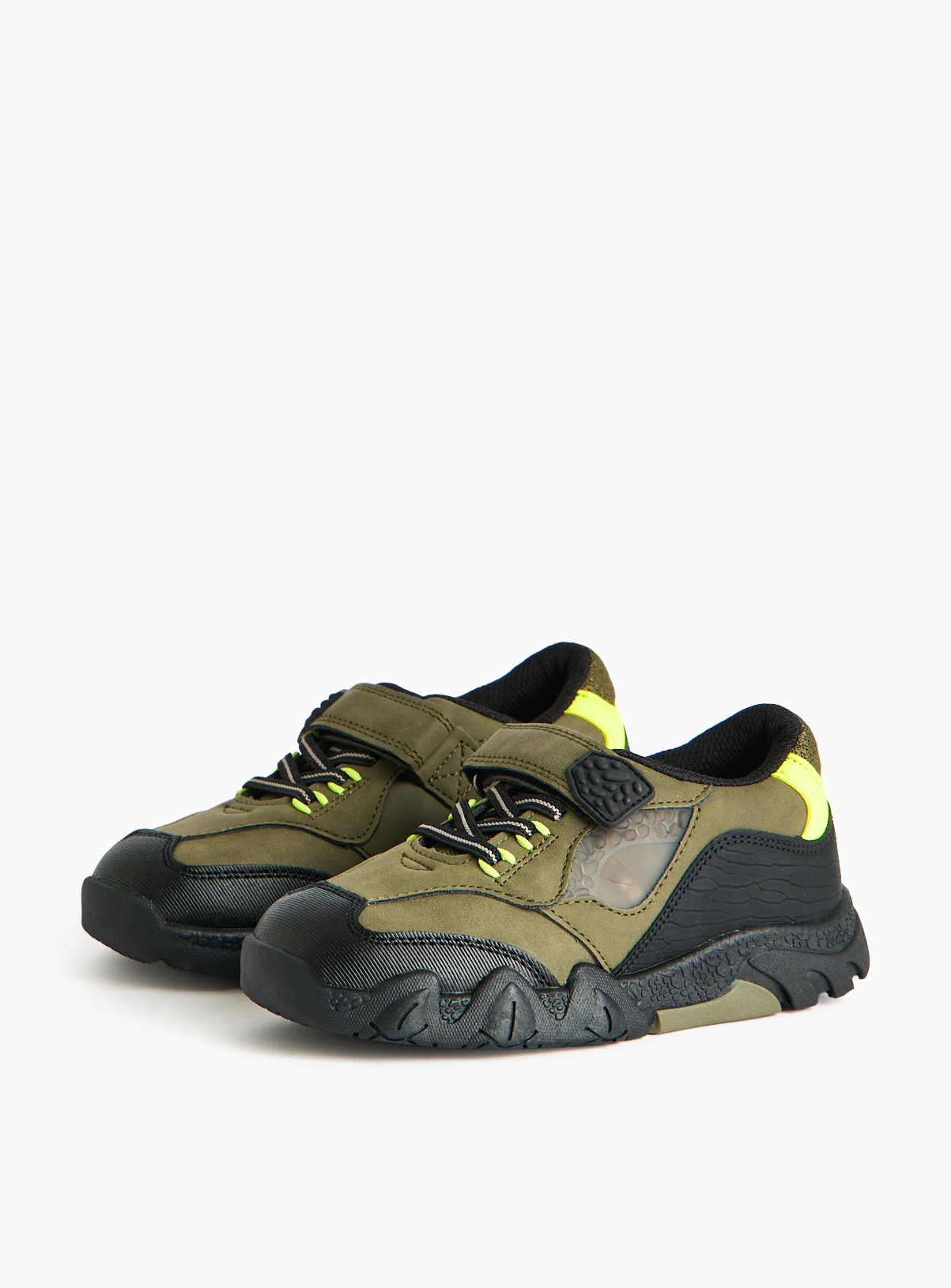 Khaki Dino Design Light Up Trainers
