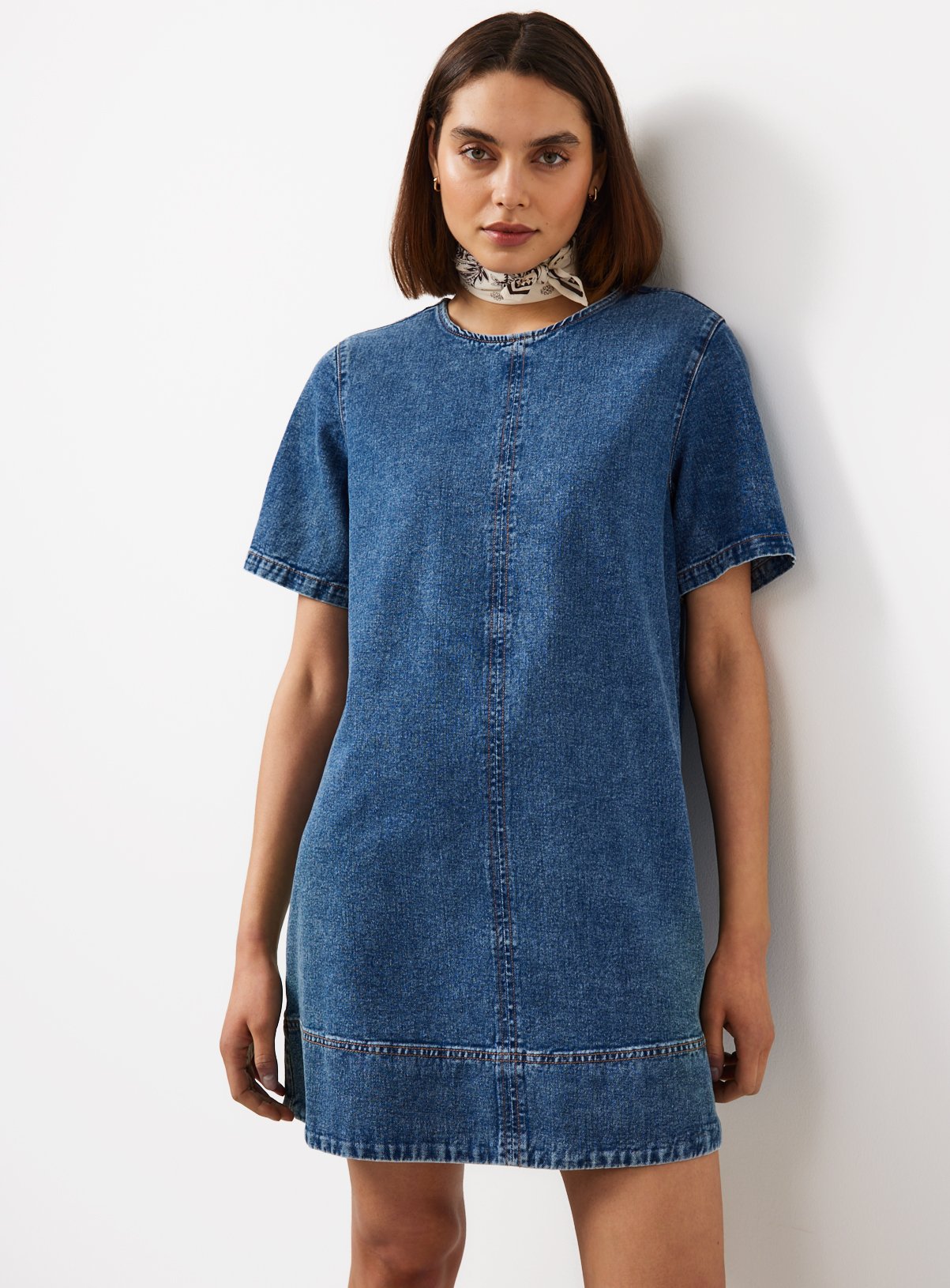Blue Washed Denim T-Shirt Dress 