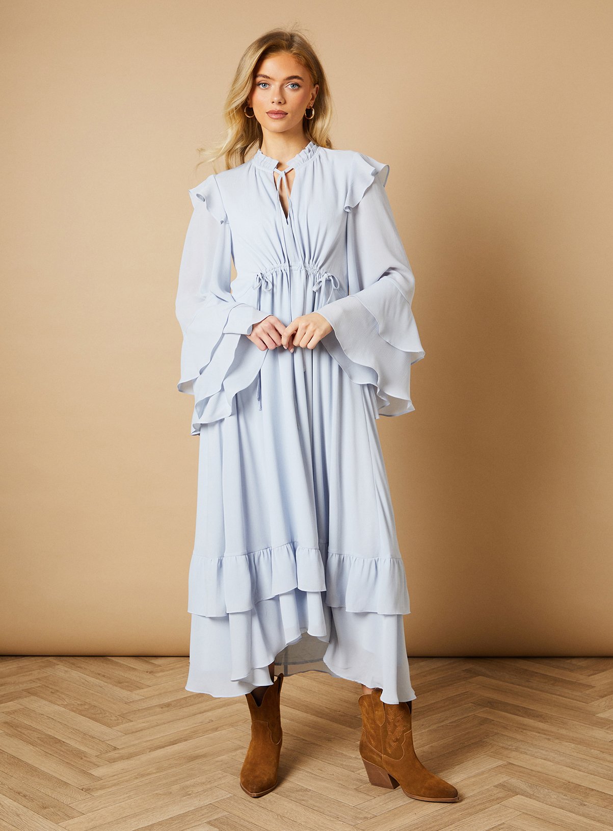 OASIS Plain Drawstring Waist Midi Dress