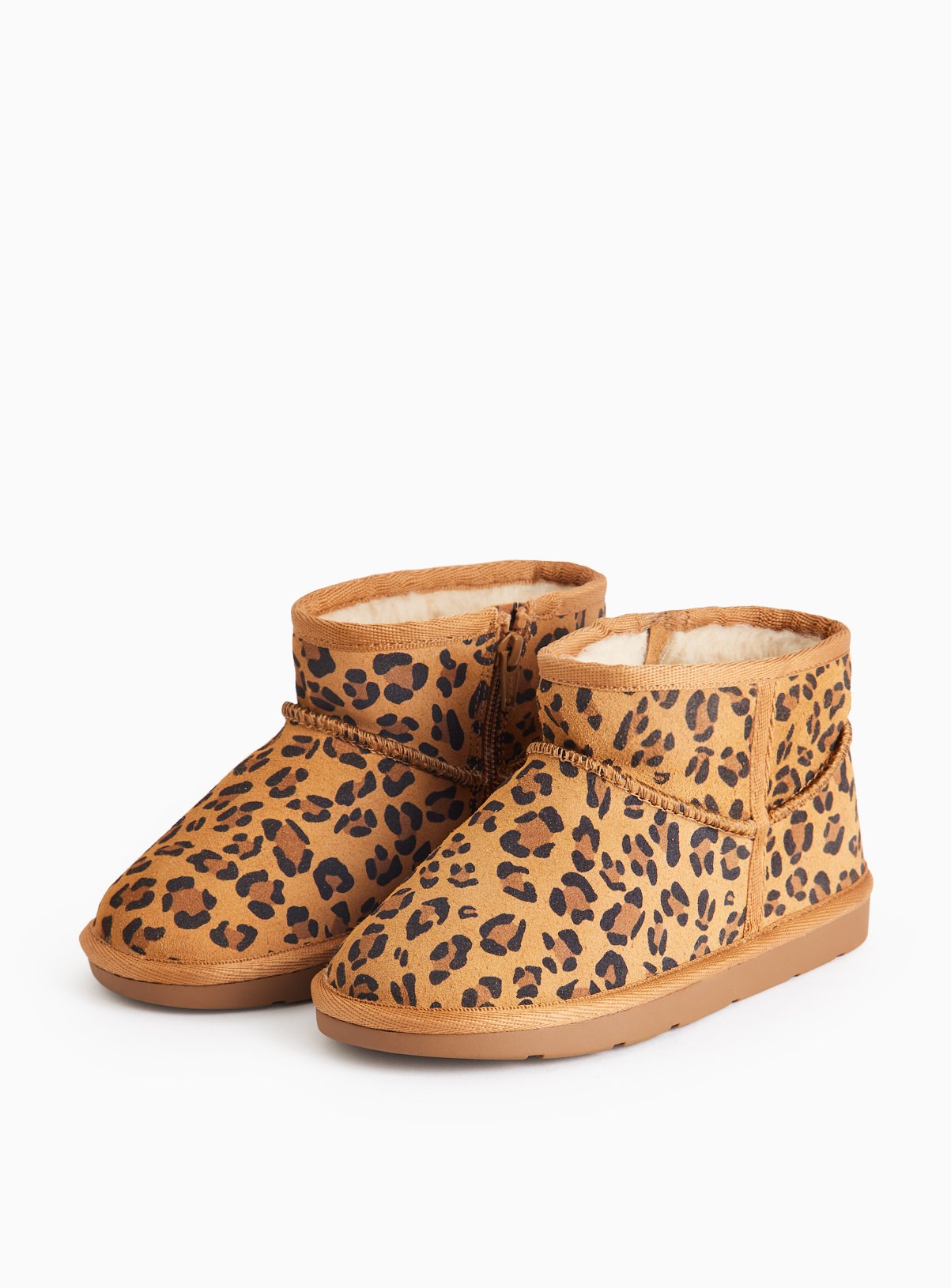 Suede Leopard Mini Borg Boots