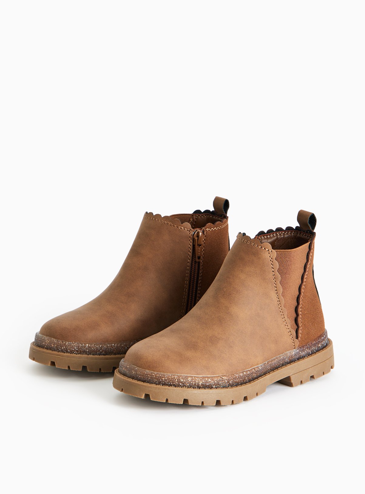 Brown Faux Suede Chelsea Boots