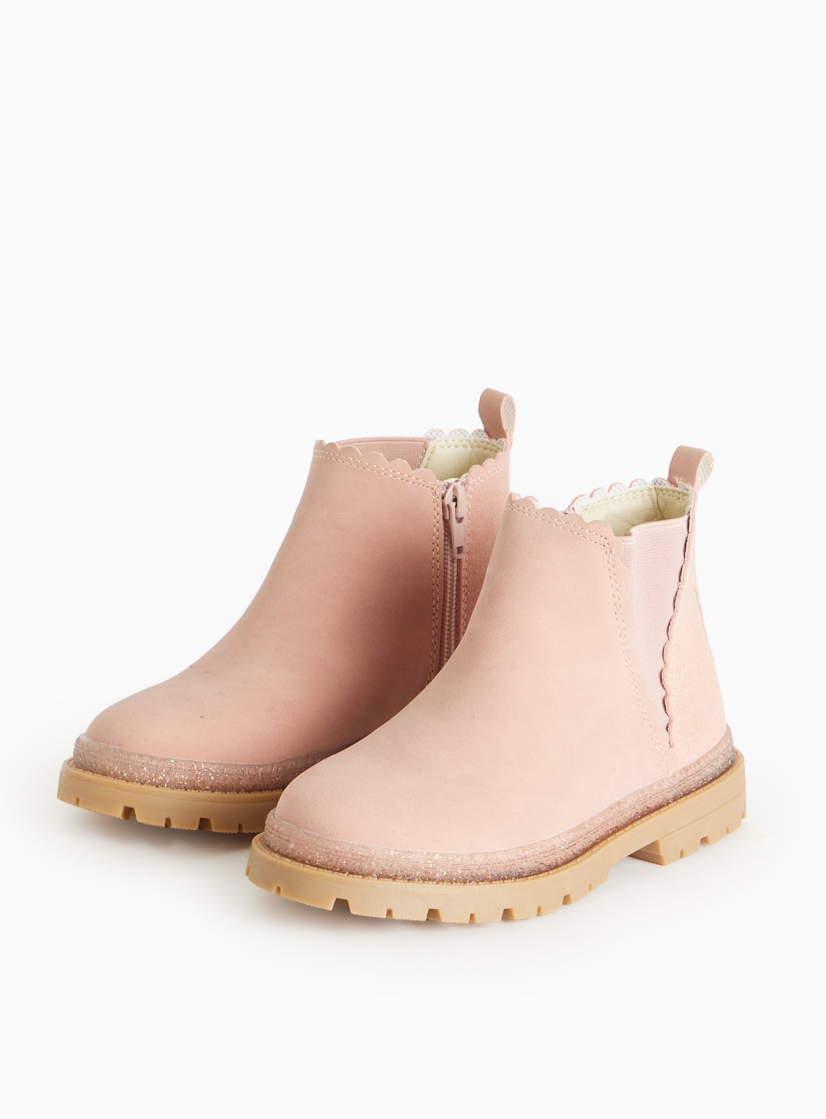 Pink Faux Suede Chelsea Boots 