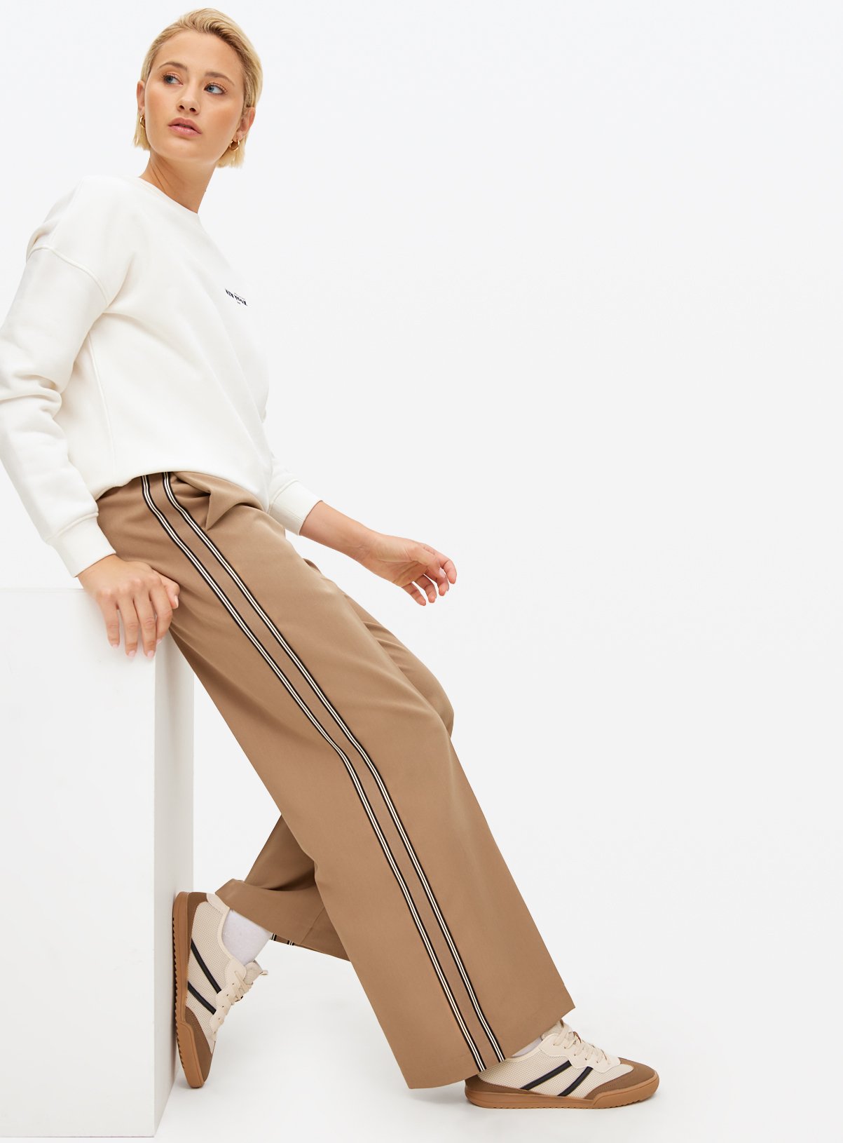 Side Panel Wide Leg Trousers 