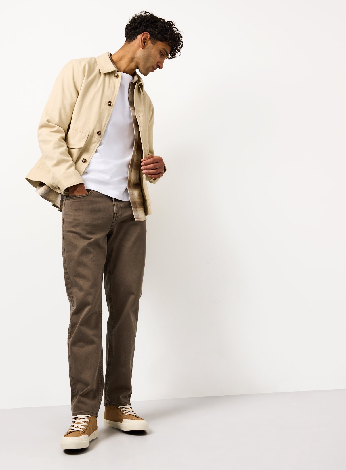 Neutral Dyed Denim Straight Leg Jeans 40S