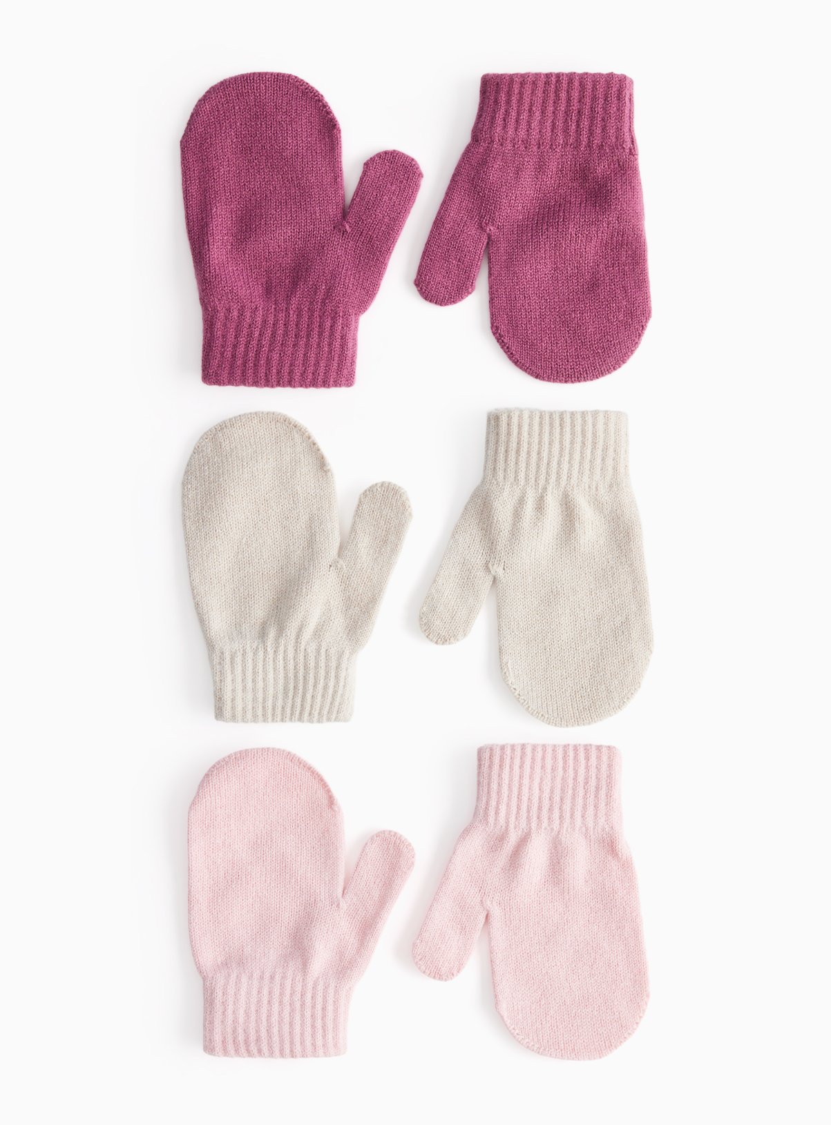 Pink Touchscreen Mittens 3 Pack One Size