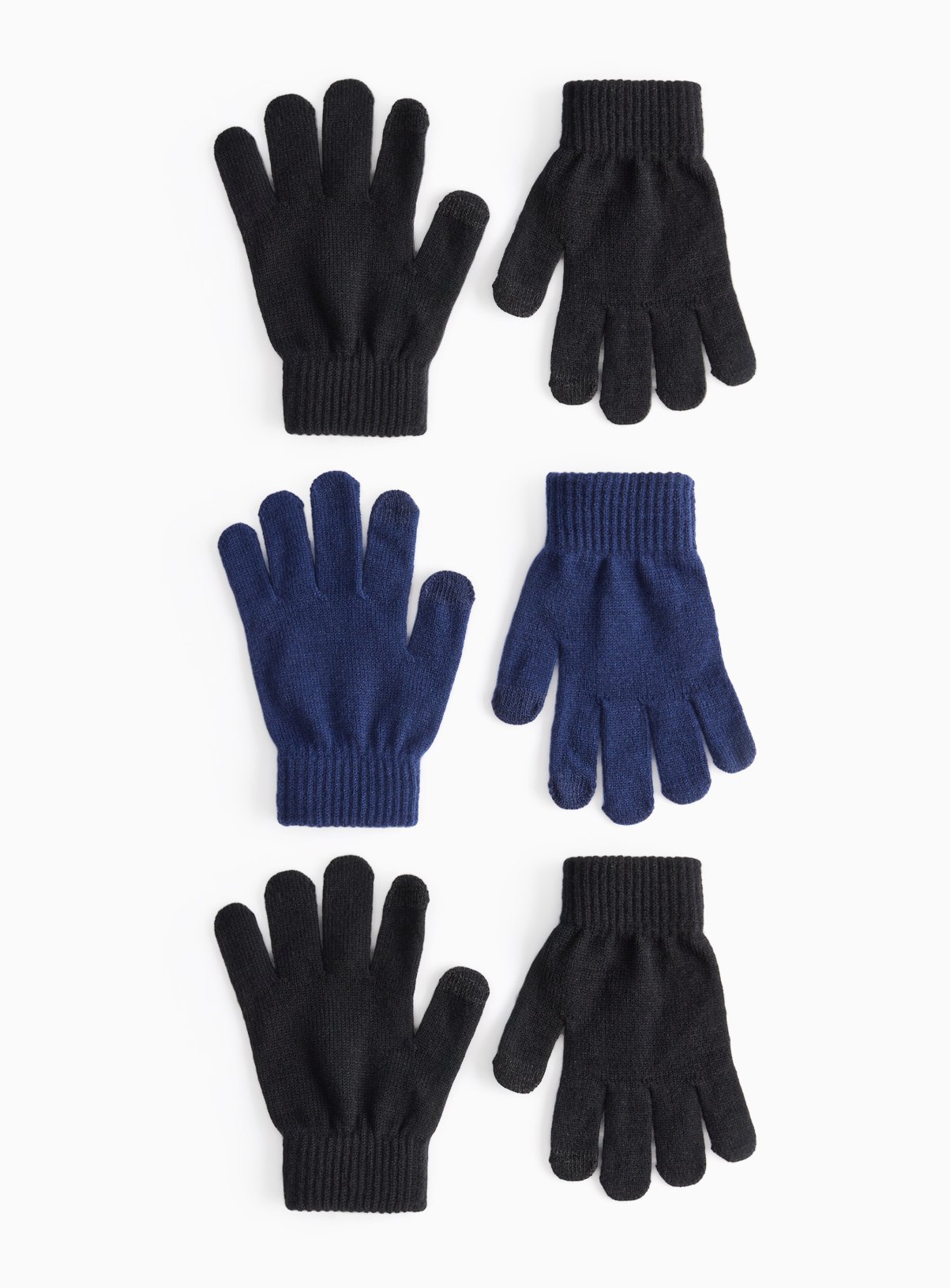  Navy Touchscreen Gloves 3 Pack One Size