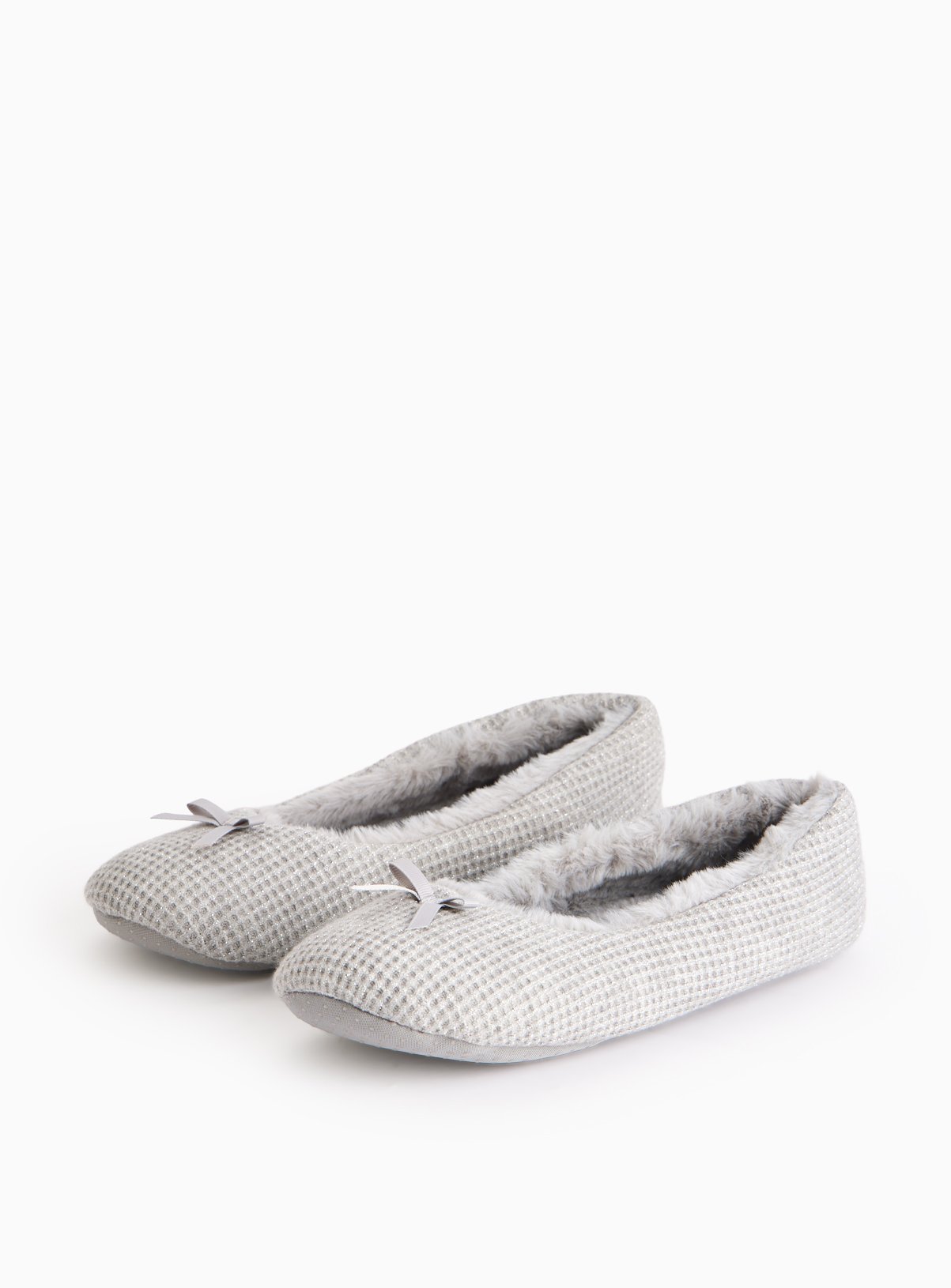 Grey Sparkle Ballerina Slippers 