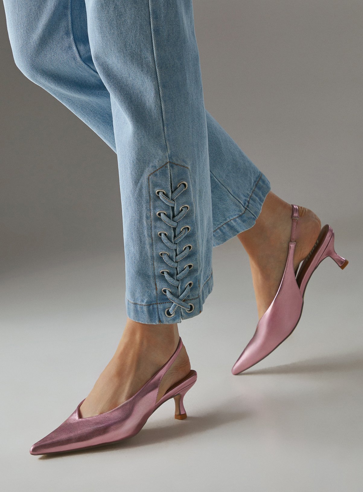 WAREHOUSE Faith For Warehouse: Devorah Kitten Heel Vamp Slingback Court Shoe 