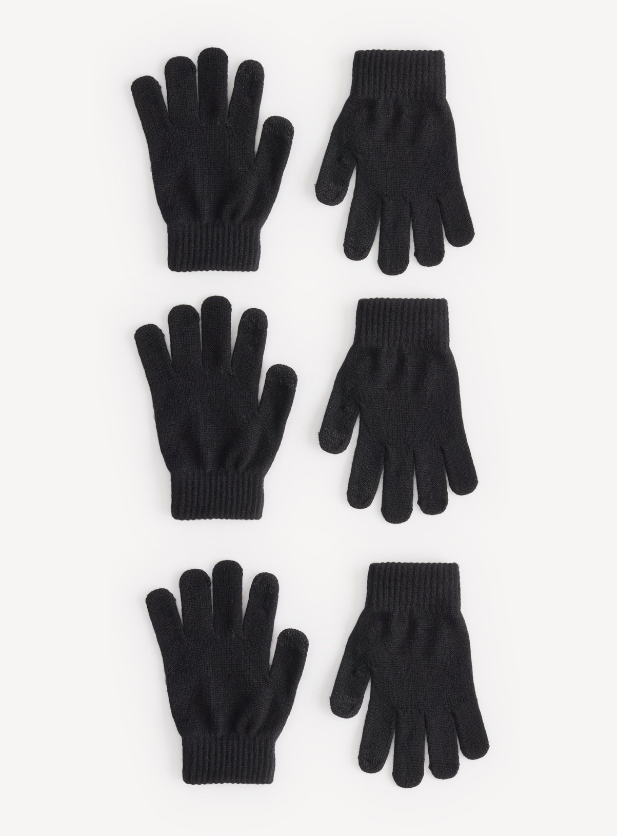 Black Touch Screen Finger Tip Magic Gloves 6 Pack One Size