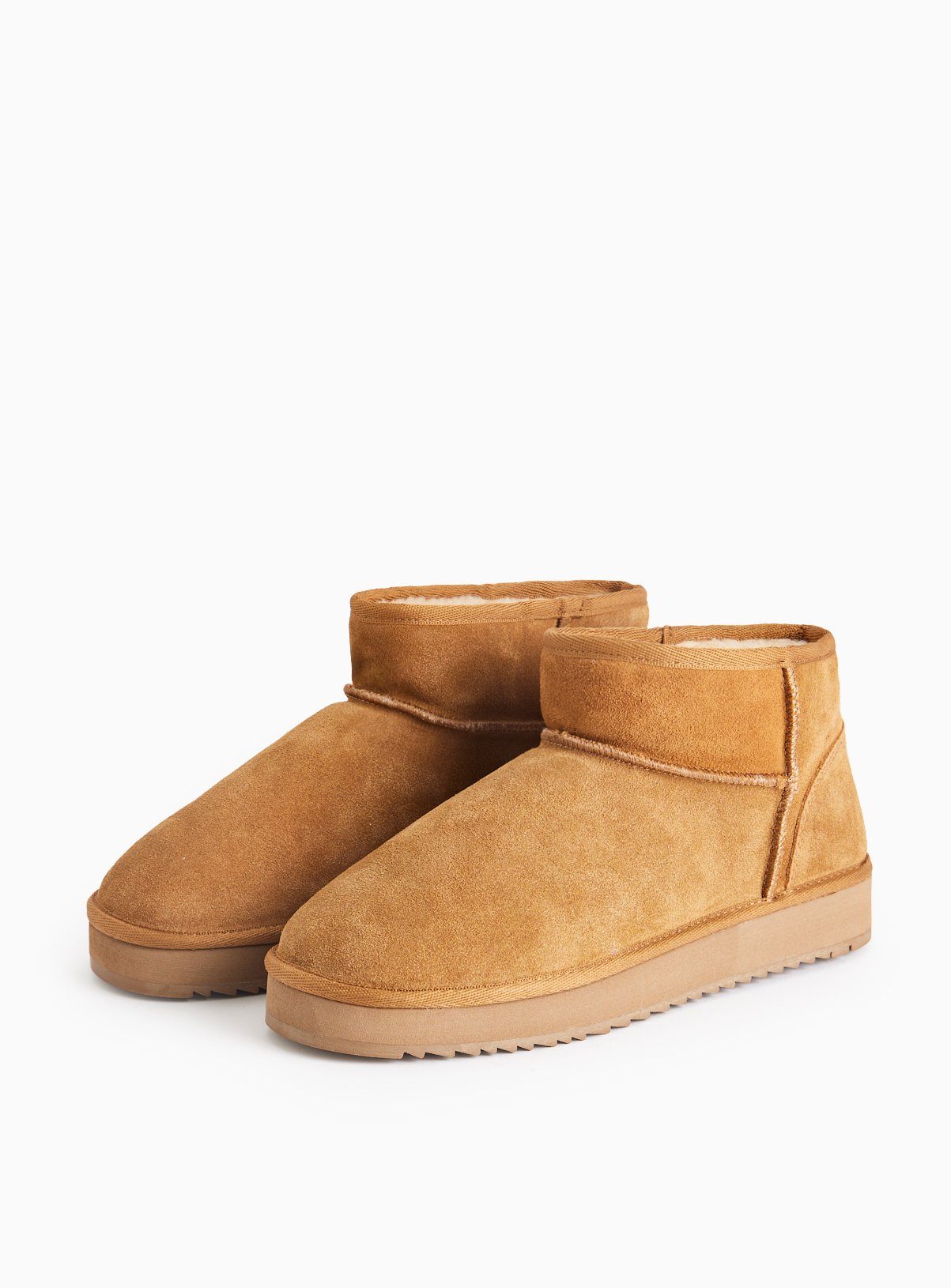 Tan Suede Mini Platform Boots 