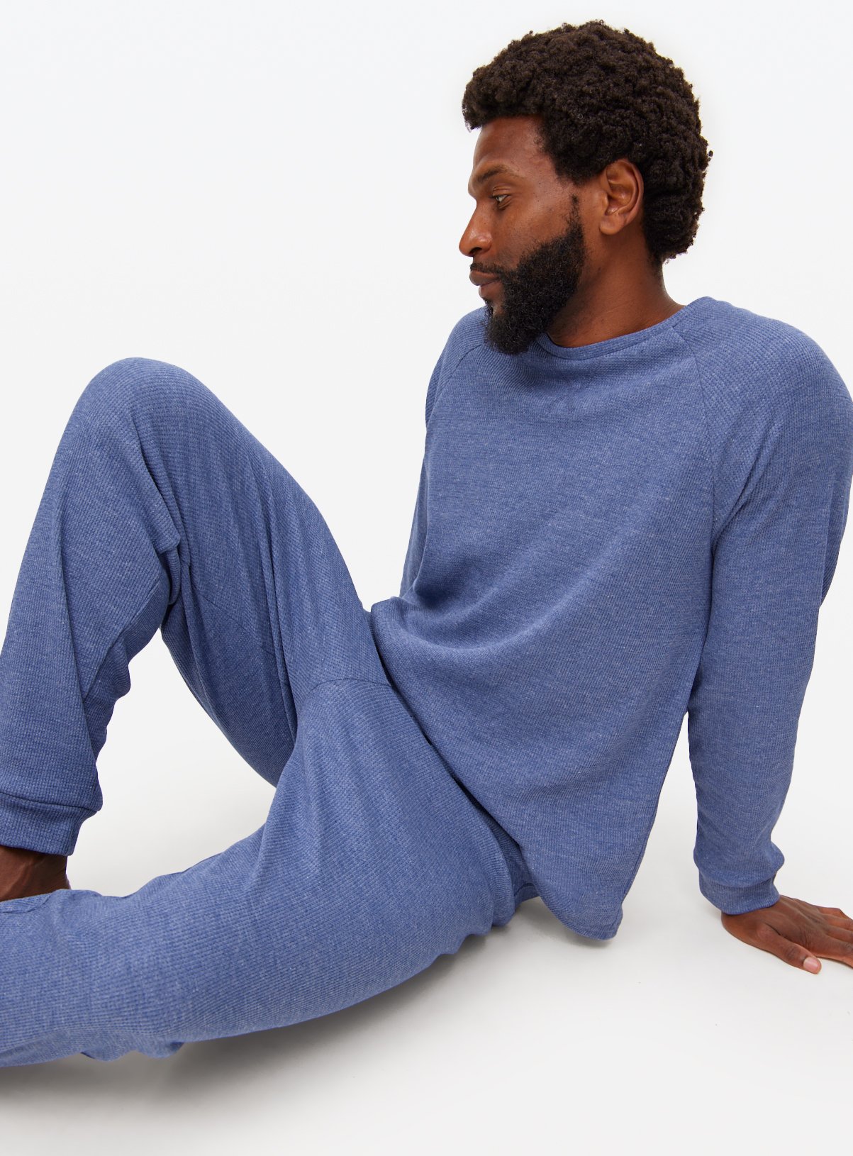 Blue Waffle Long Sleeve Pyjamas