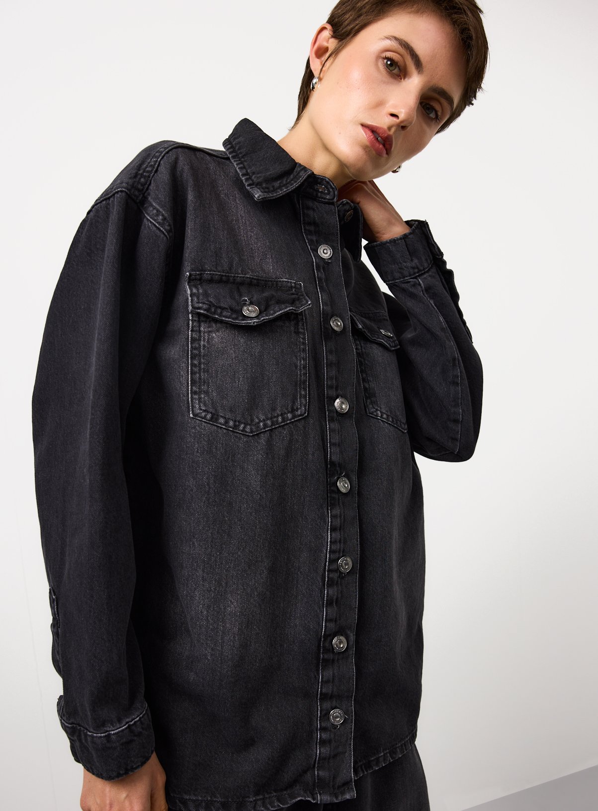 Black Oversized Denim Shirt 10
