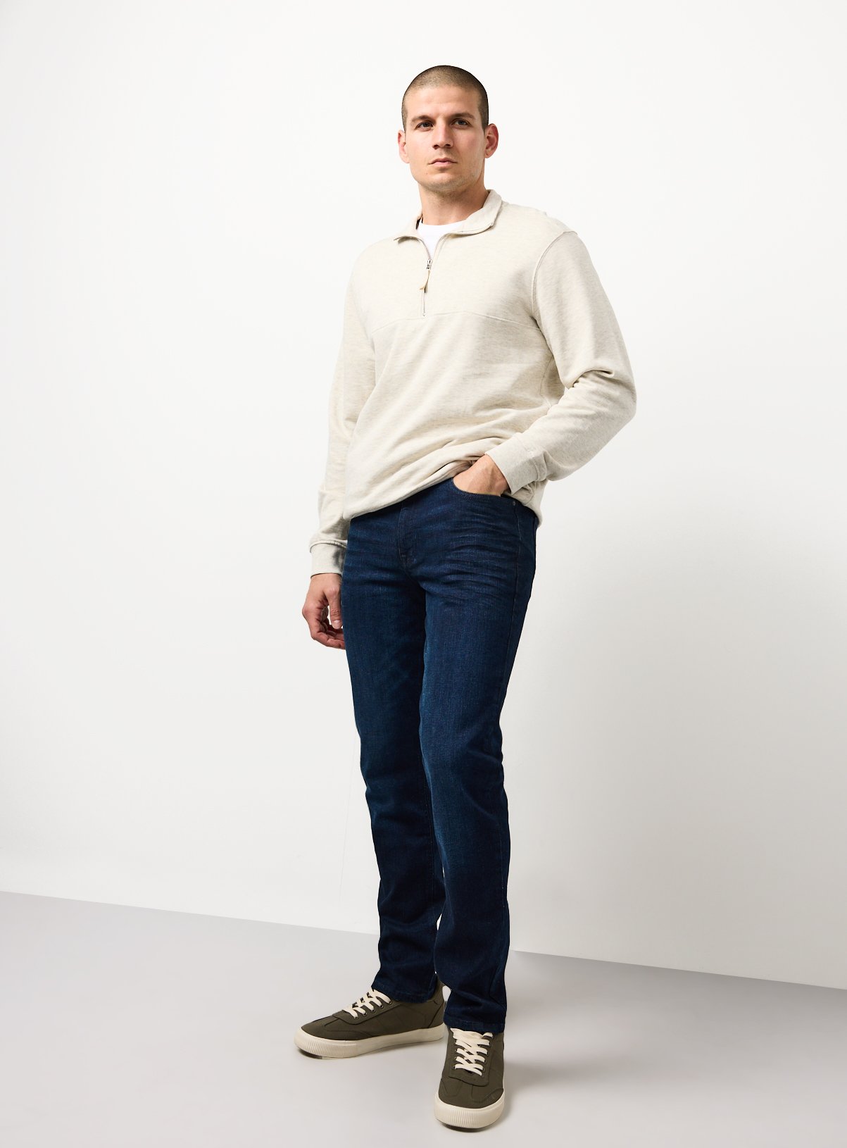 Dark Denim Washed Slim Fit Jeans 
