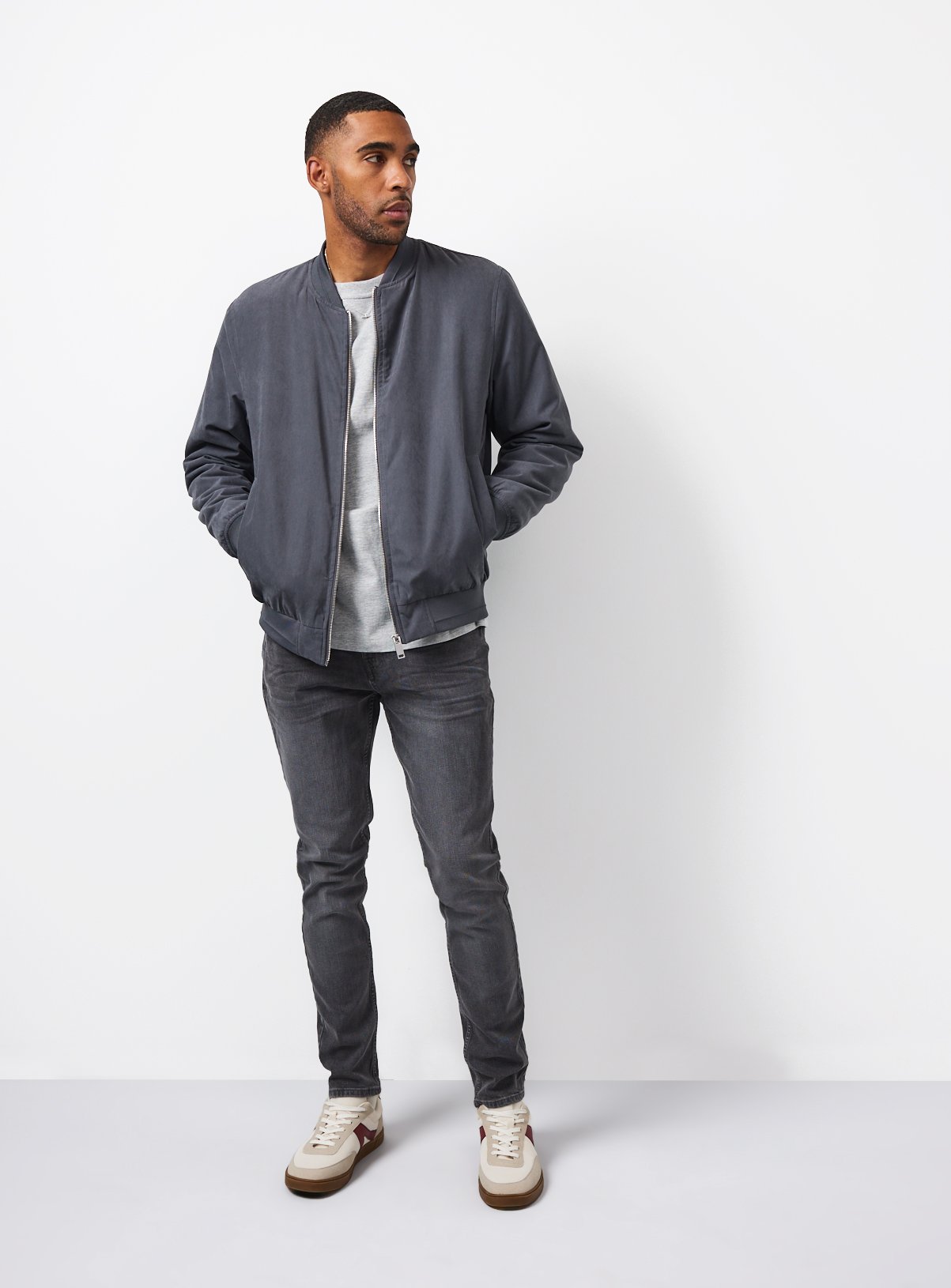 Grey Stretch Denim Skinny Fit Jeans 44L