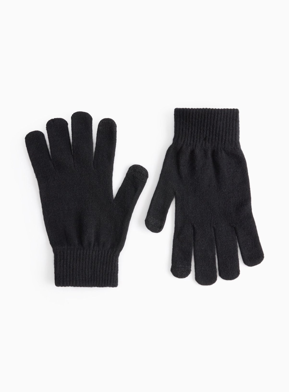 Black Knitted Touchscreen Gloves One Size