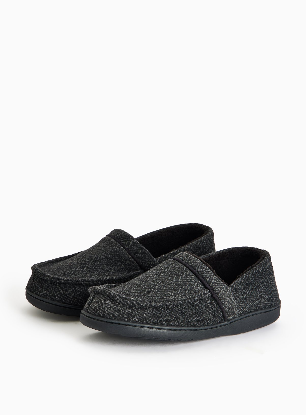 Grey Herringbone Slippers 
