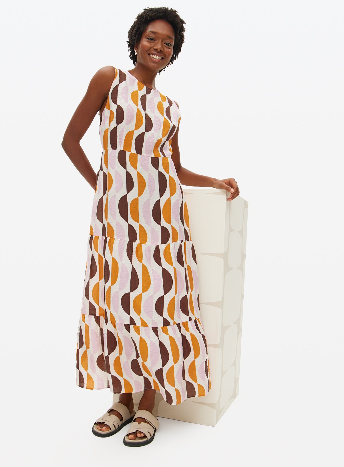 Tu X Scion Geo Print Tiered Midaxi Summer Dress 