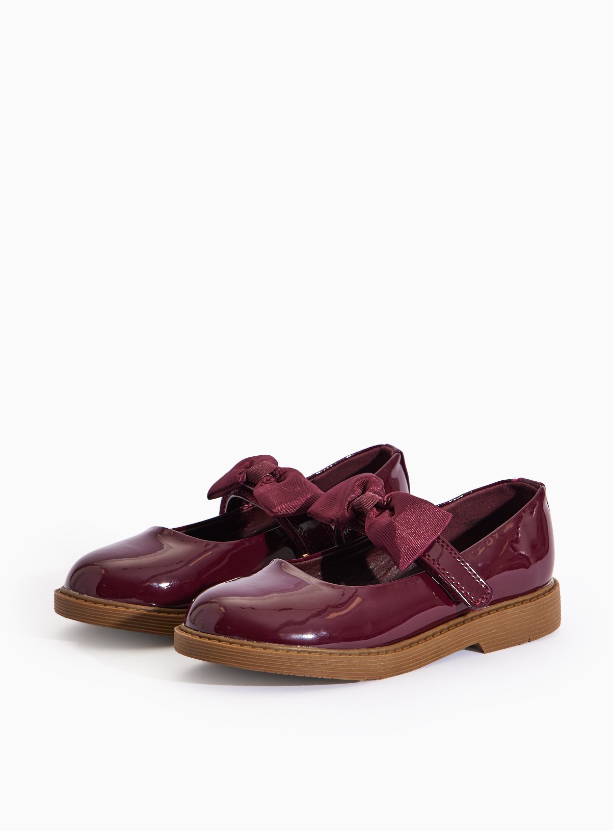 Burgundy Faux Patent Mary Jane Shoes 