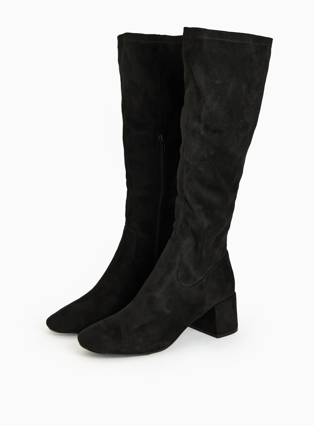 Black Faux Suede Long Leg Boots